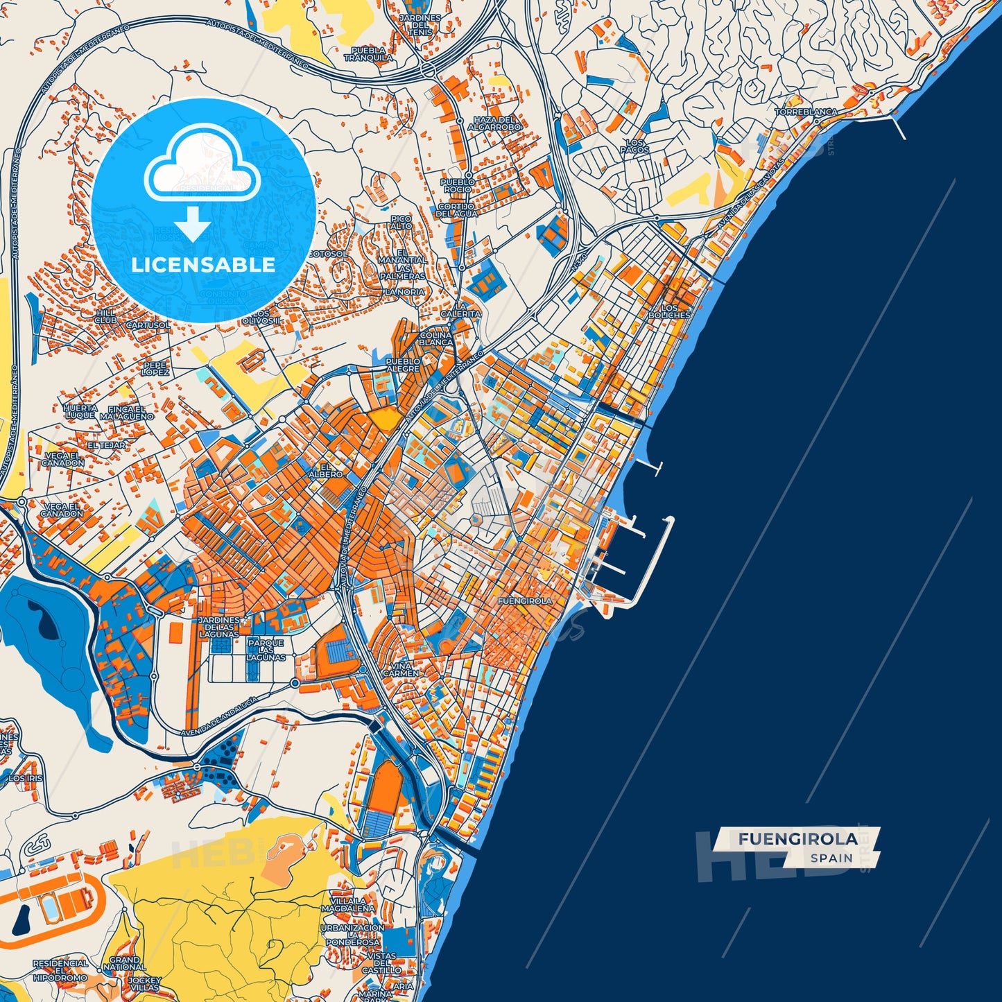 Canvas Print Template of Fuengirola Street Map