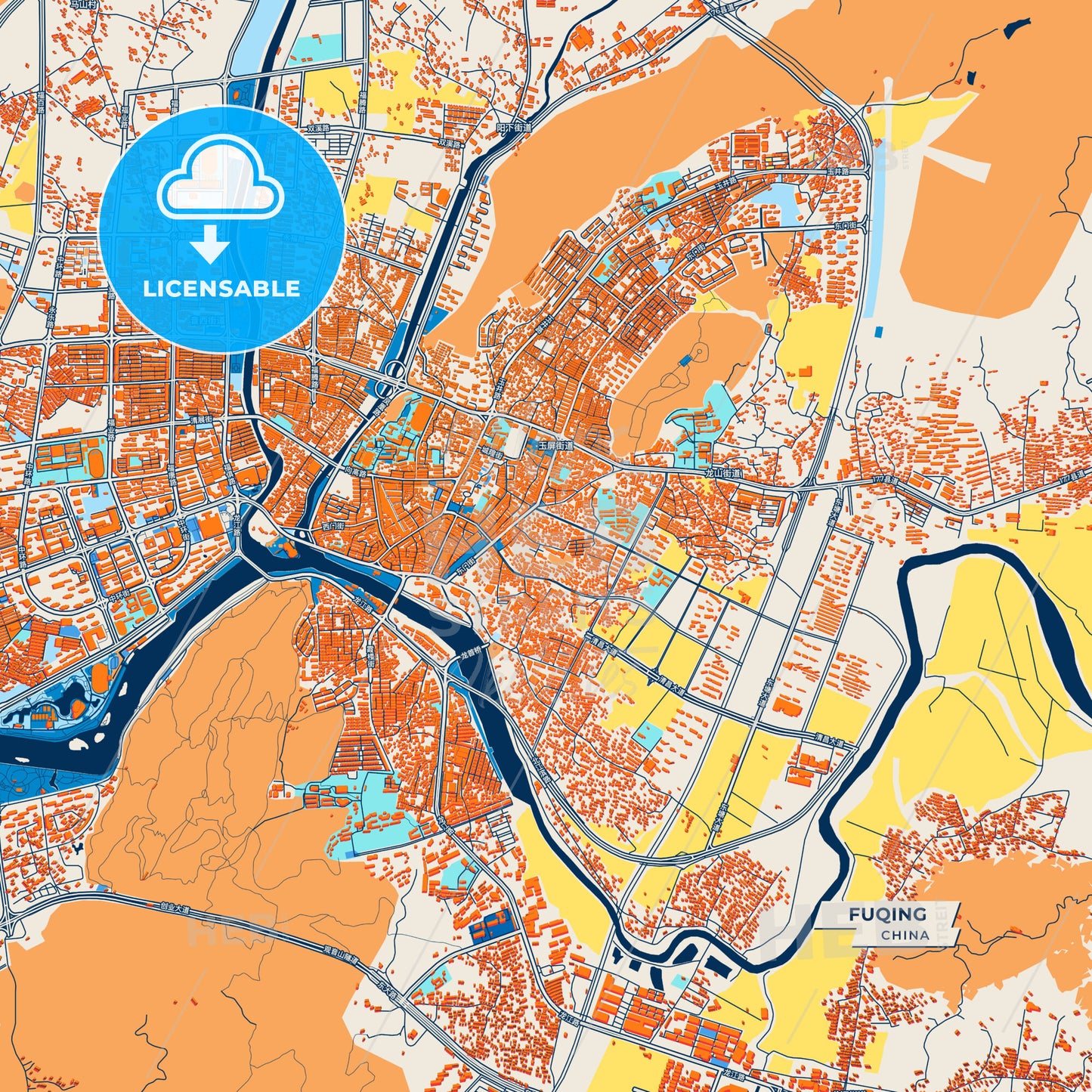 Canvas Print Template of Fuqing Street Map