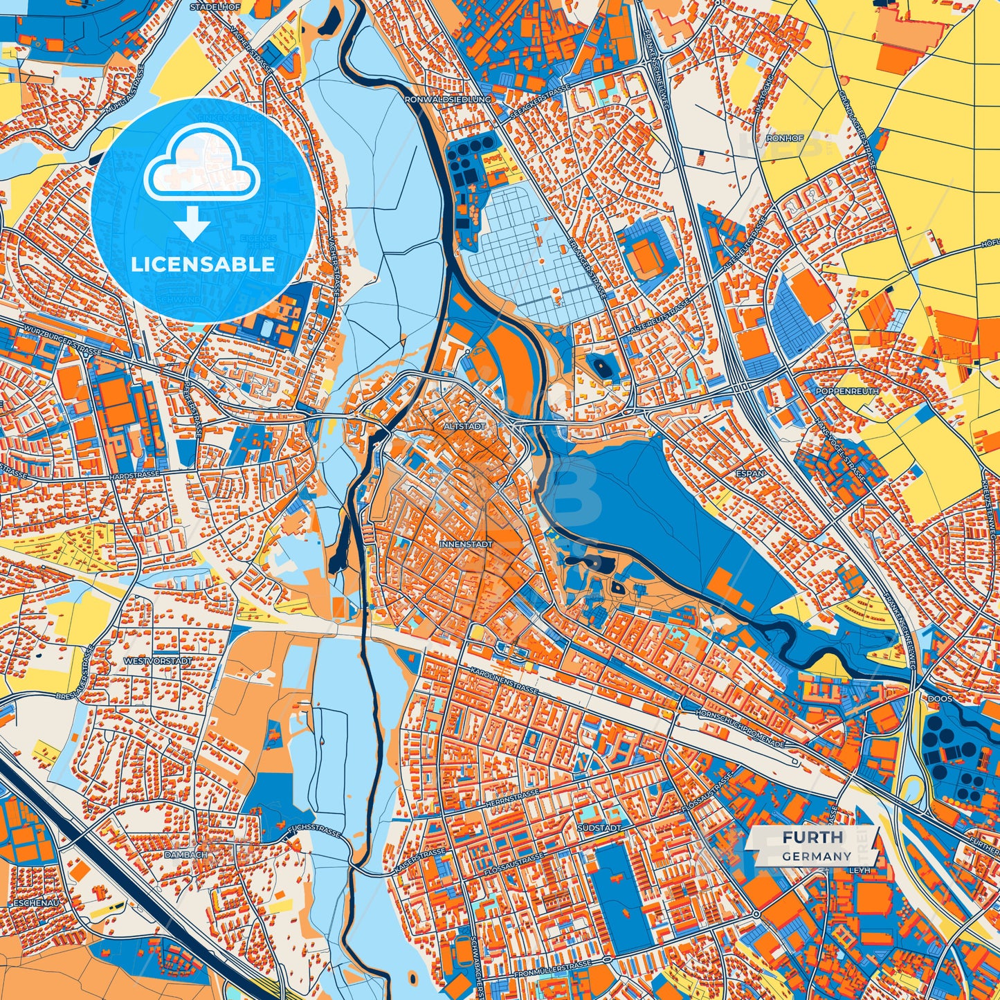 Canvas Print Template of Furth Street Map