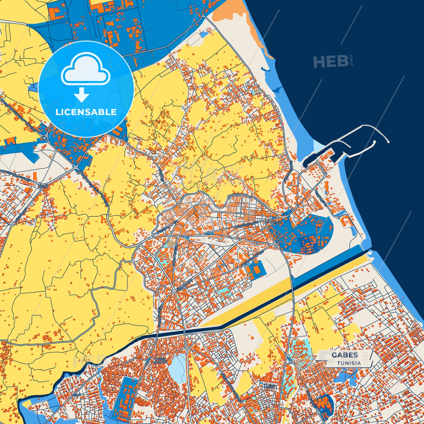 Canvas Print Template of Gabes Street Map