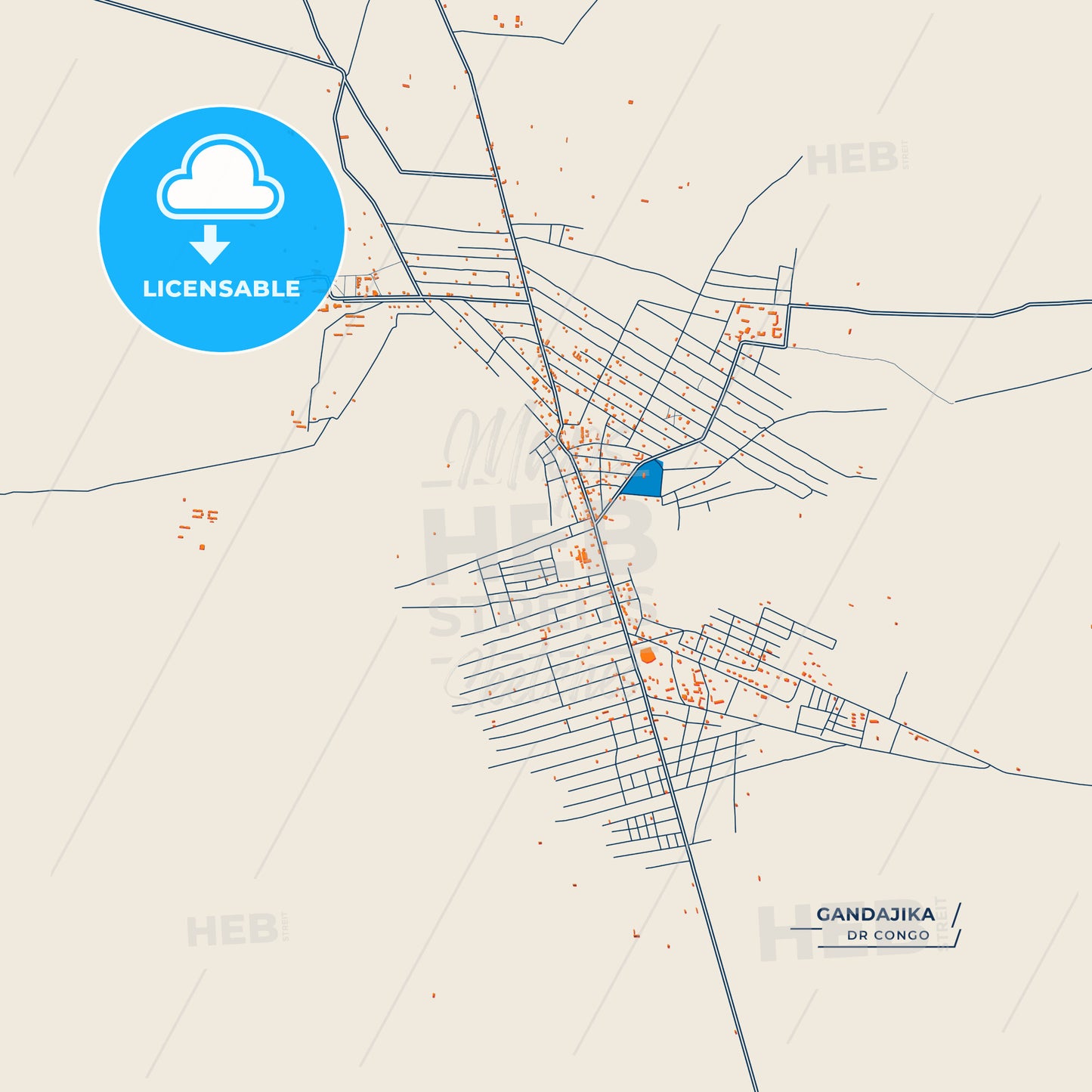 Canvas Print Template of Gandajika Street Map