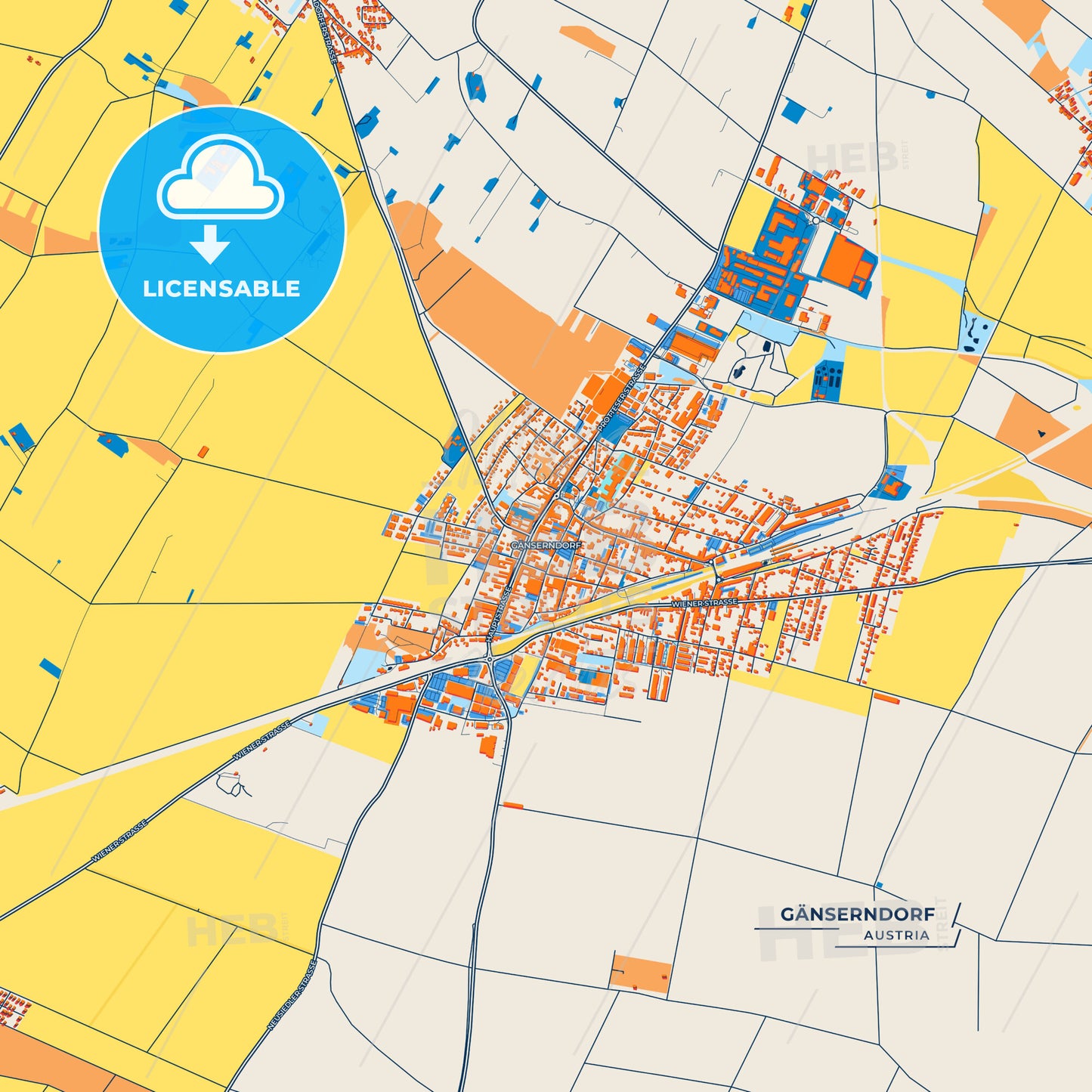Canvas Print Template of Gänserndorf Street Map