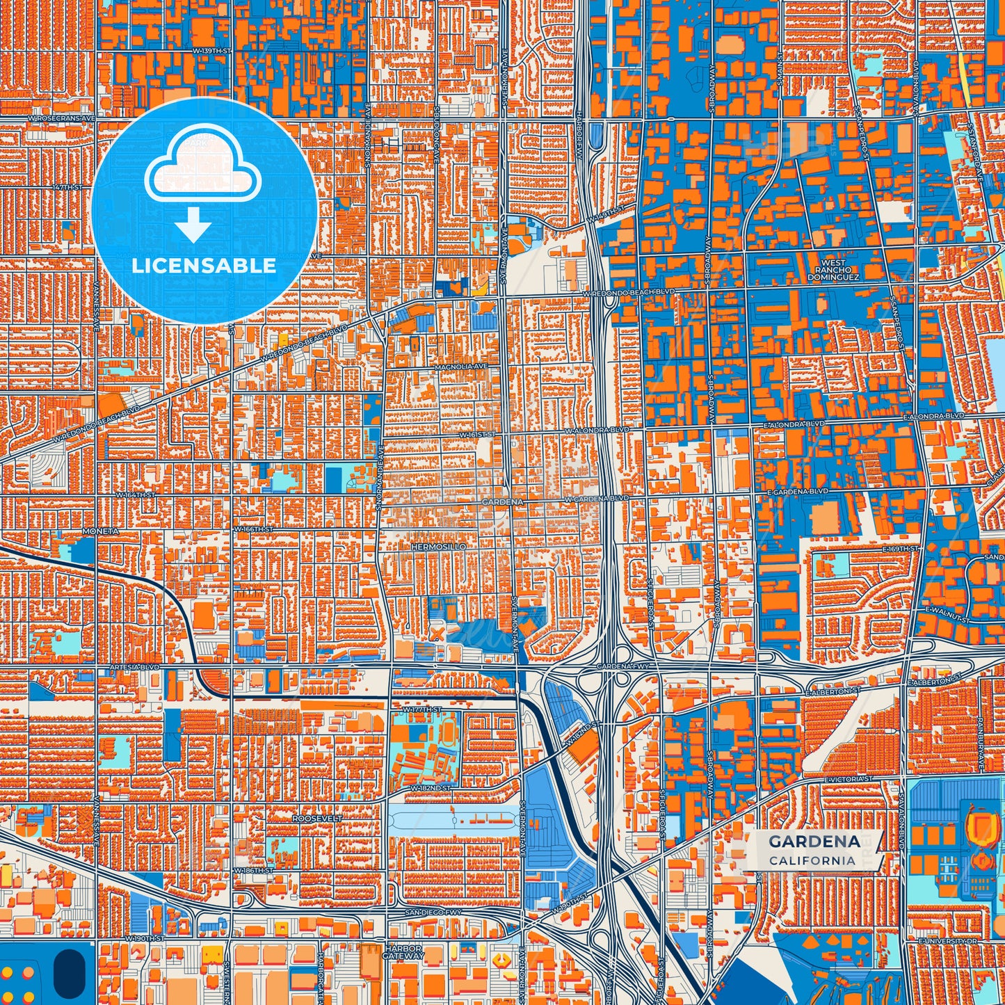 Canvas Print Template of Gardena Street Map