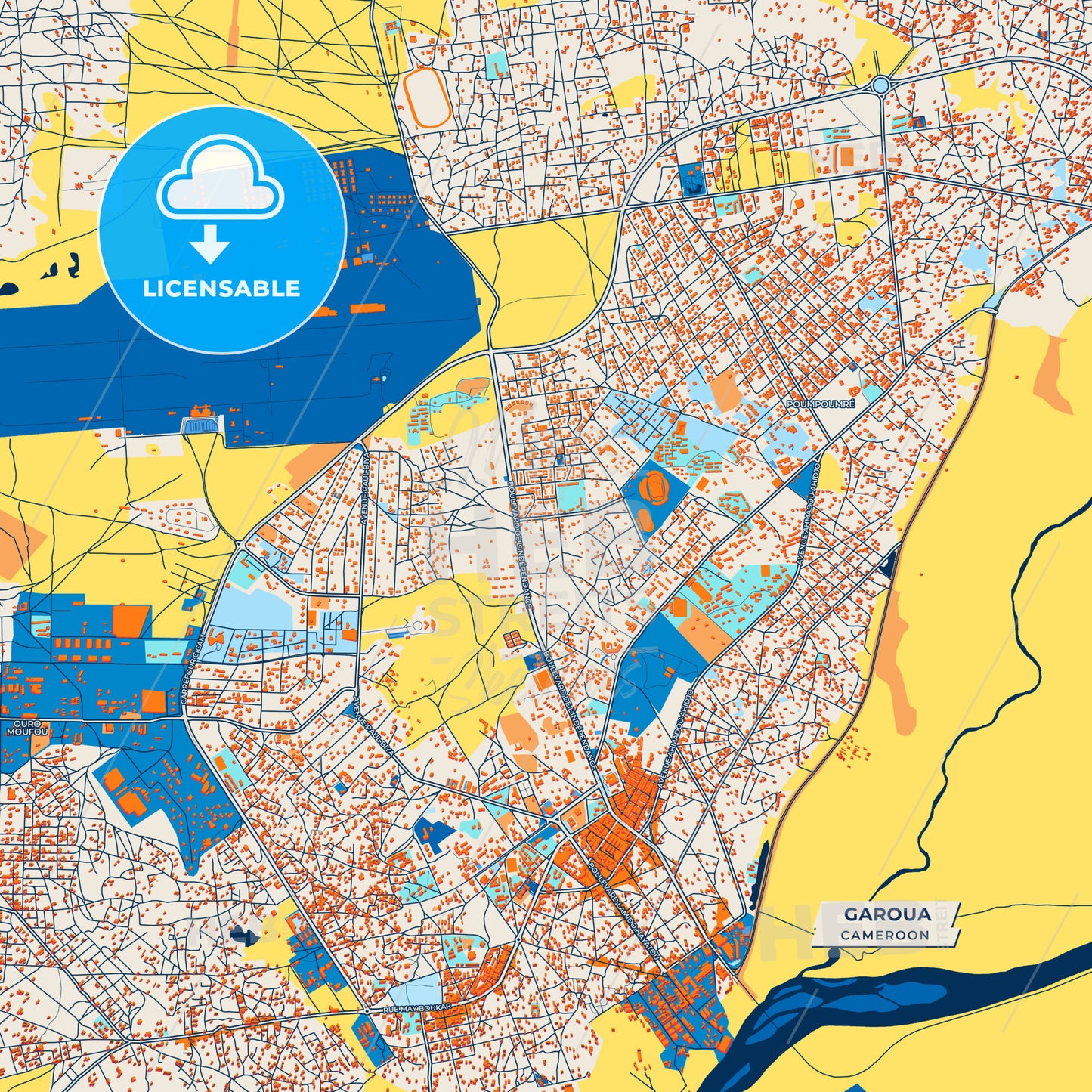 Canvas Print Template of Garoua Street Map