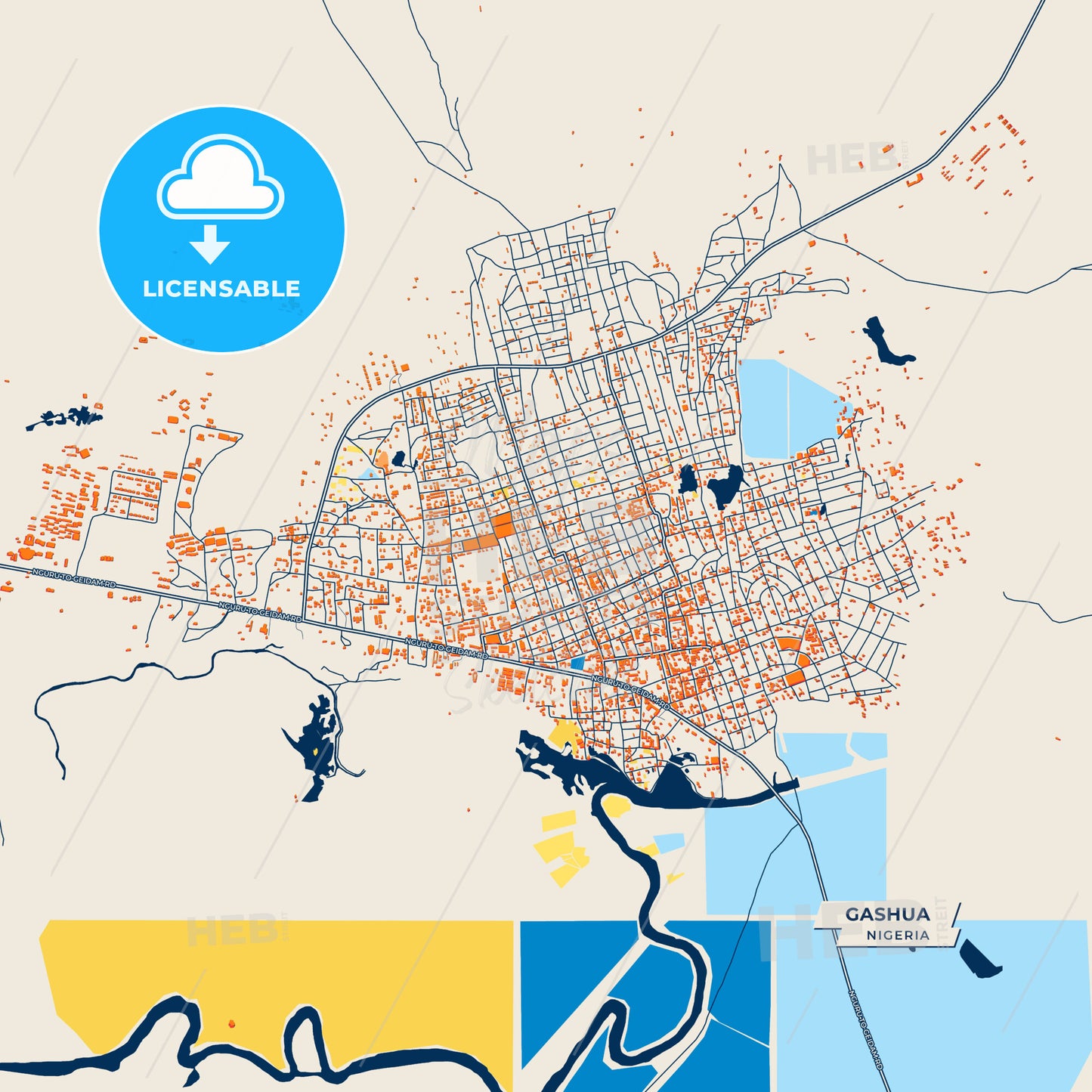 Canvas Print Template of Gashua Street Map