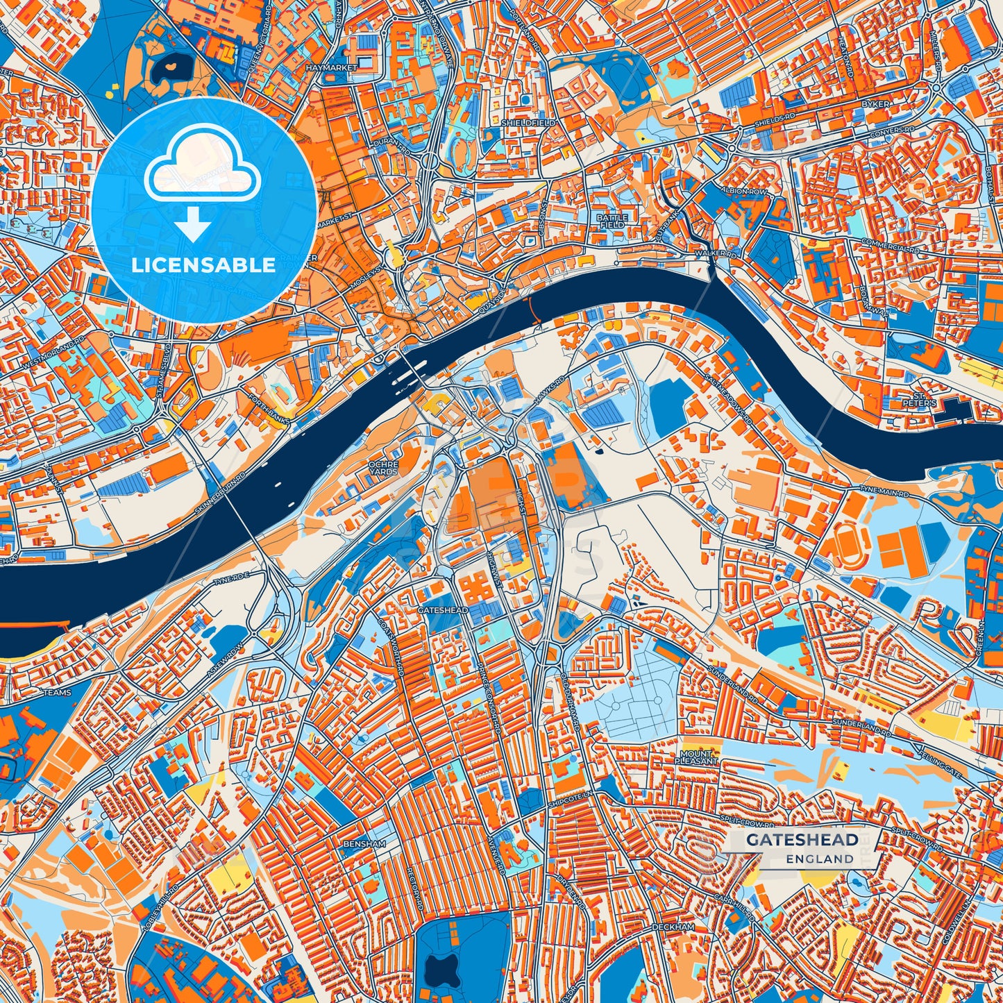 Canvas Print Template of Gateshead Street Map