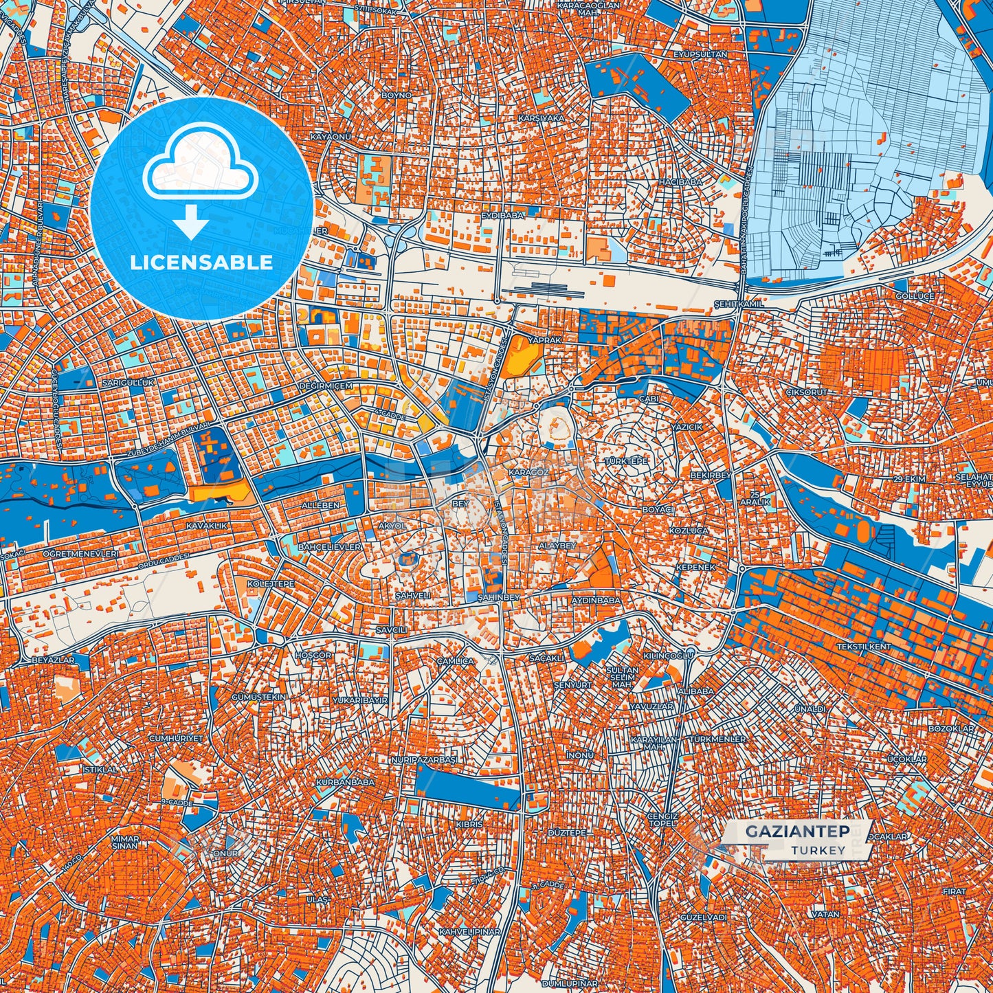 Canvas Print Template of Gaziantep Street Map