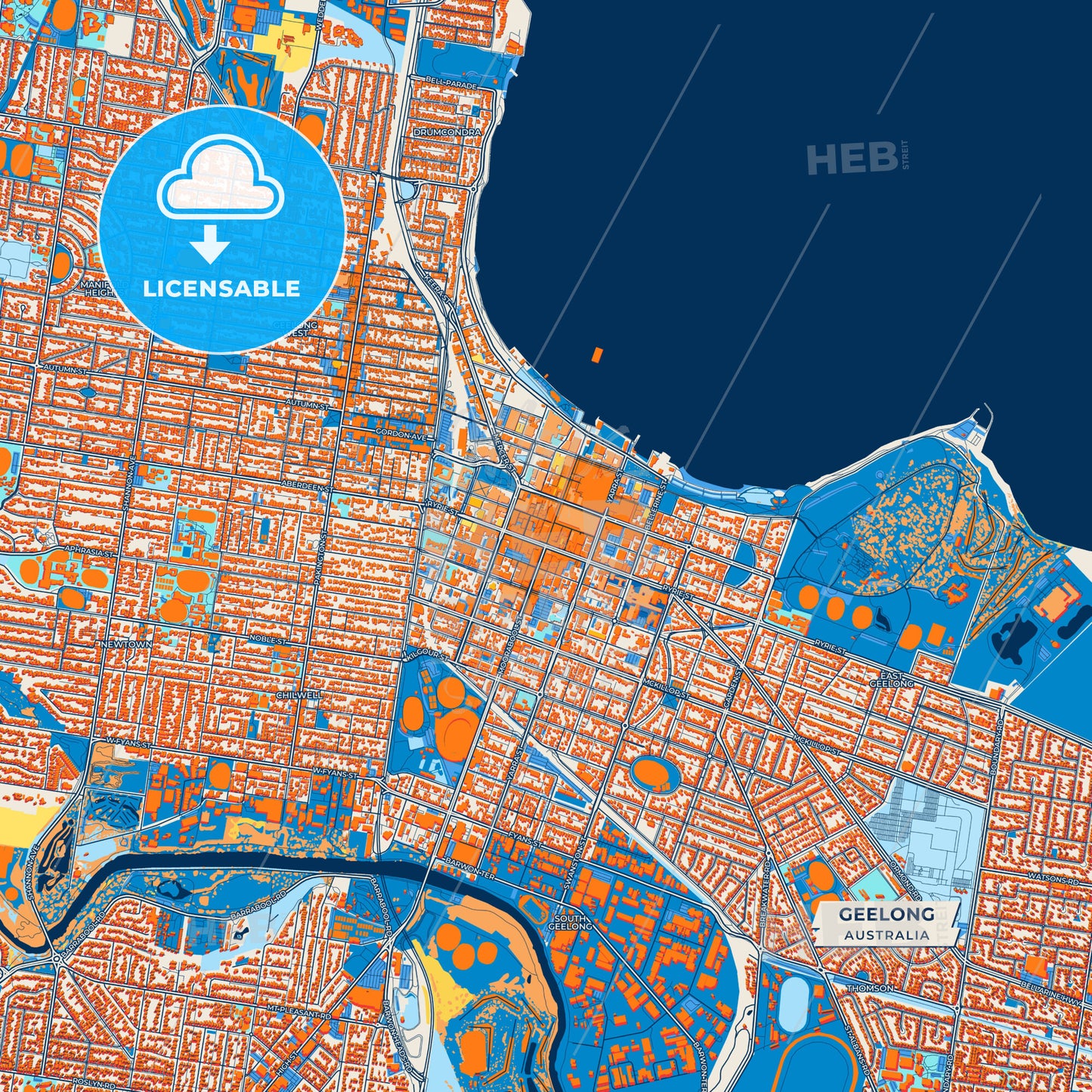 Canvas Print Template of Geelong Street Map