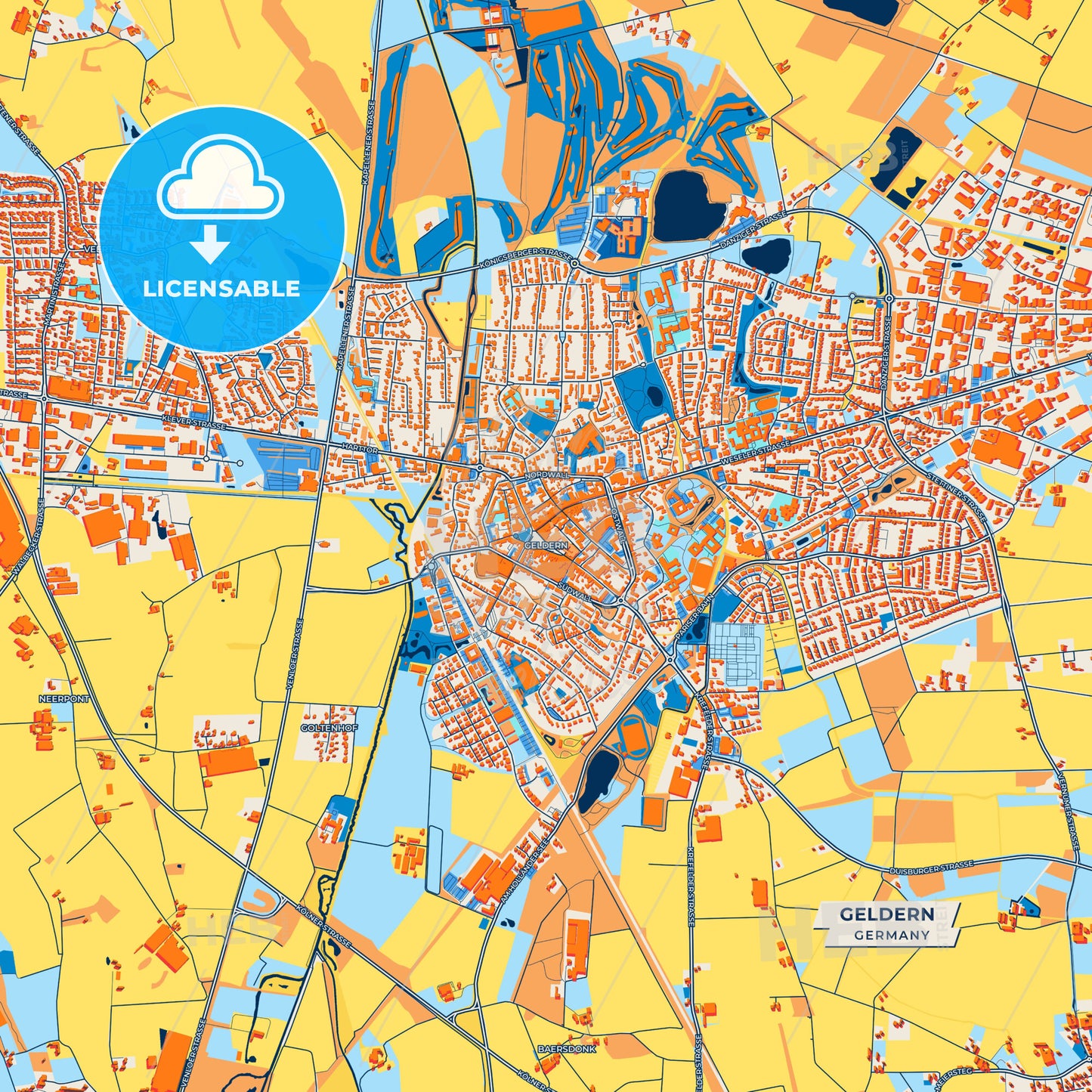 Canvas Print Template of Geldern Street Map