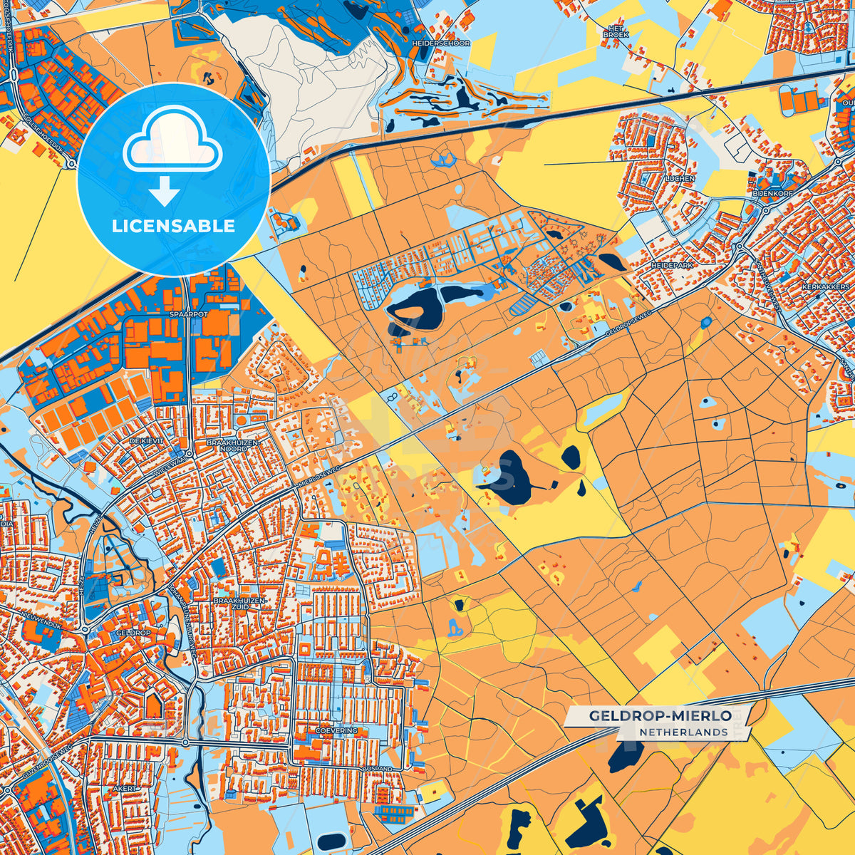 Canvas Print Template of Geldrop-Mierlo Street Map