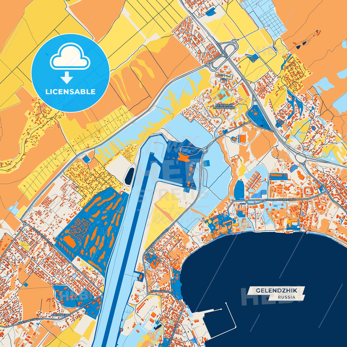 Canvas Print Template of Gelendzhik Street Map