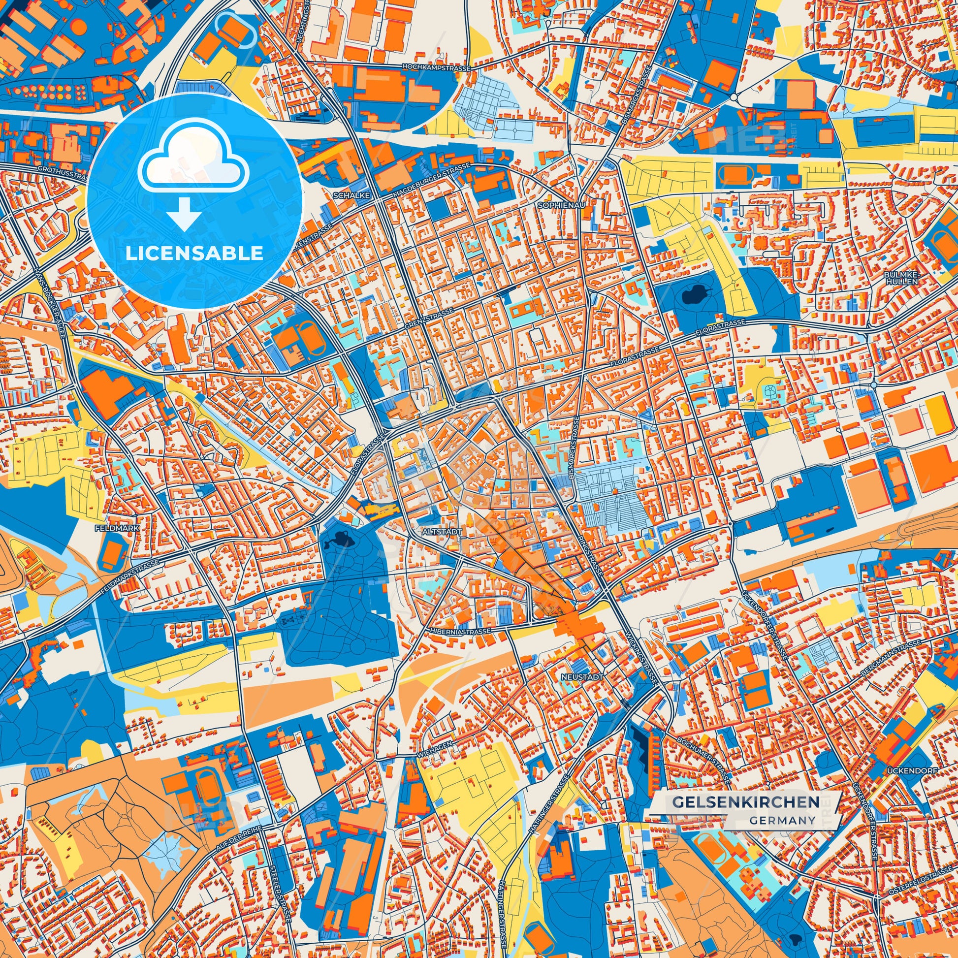 Canvas Print Template of Gelsenkirchen Street Map