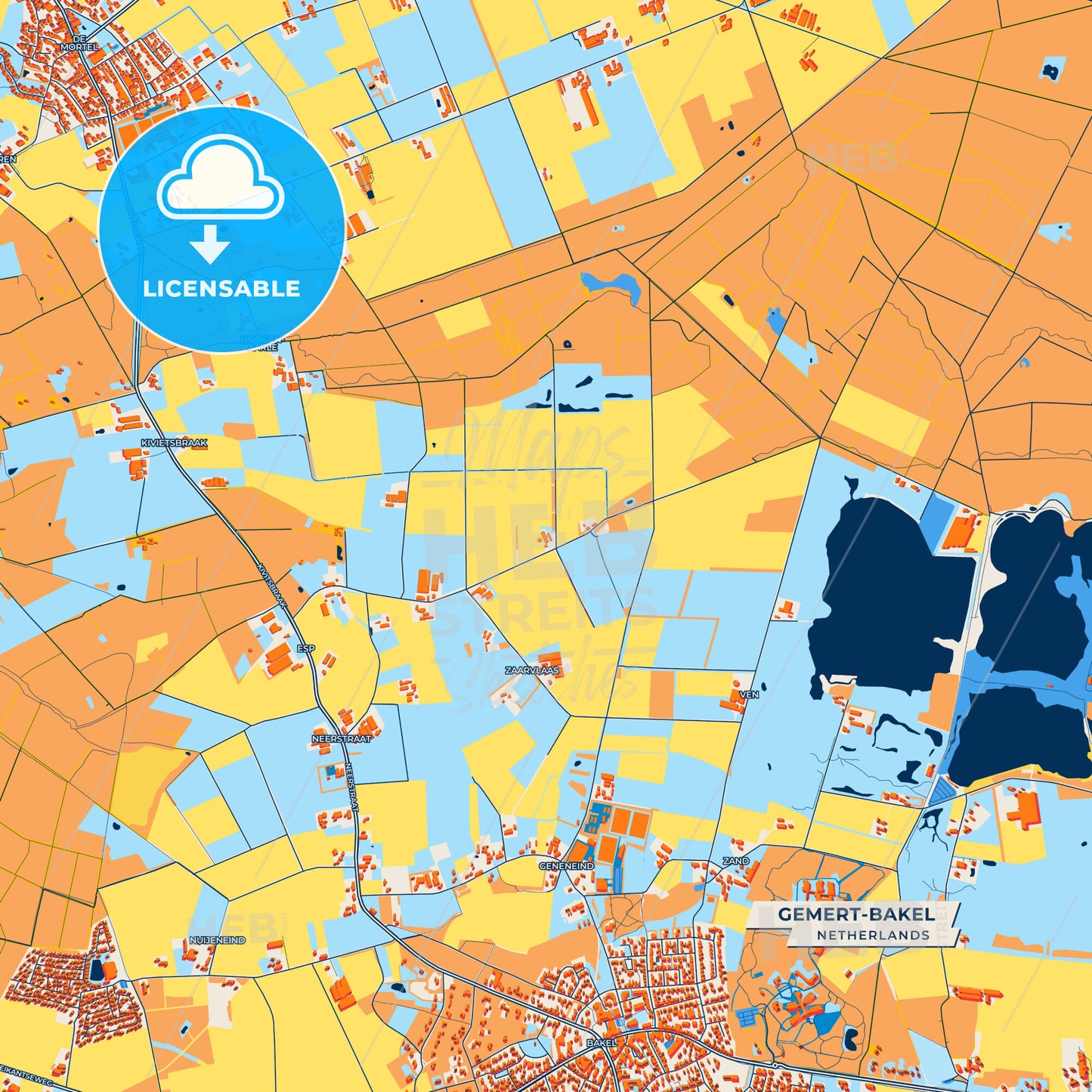 Canvas Print Template of Gemert-Bakel Street Map
