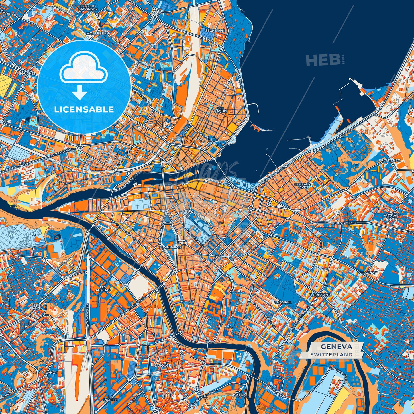 Canvas Print Template of Geneva Street Map