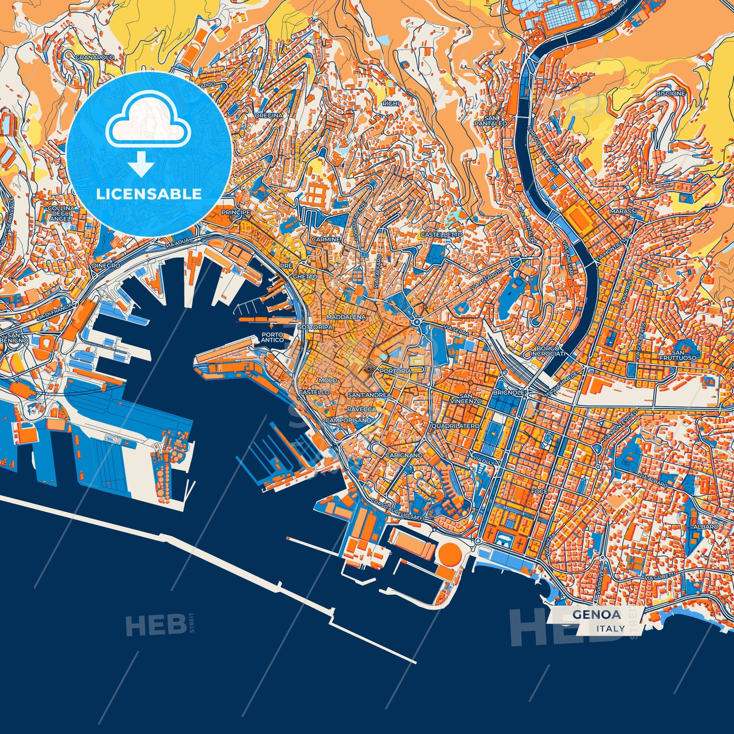 Canvas Print Template of Genoa Street Map