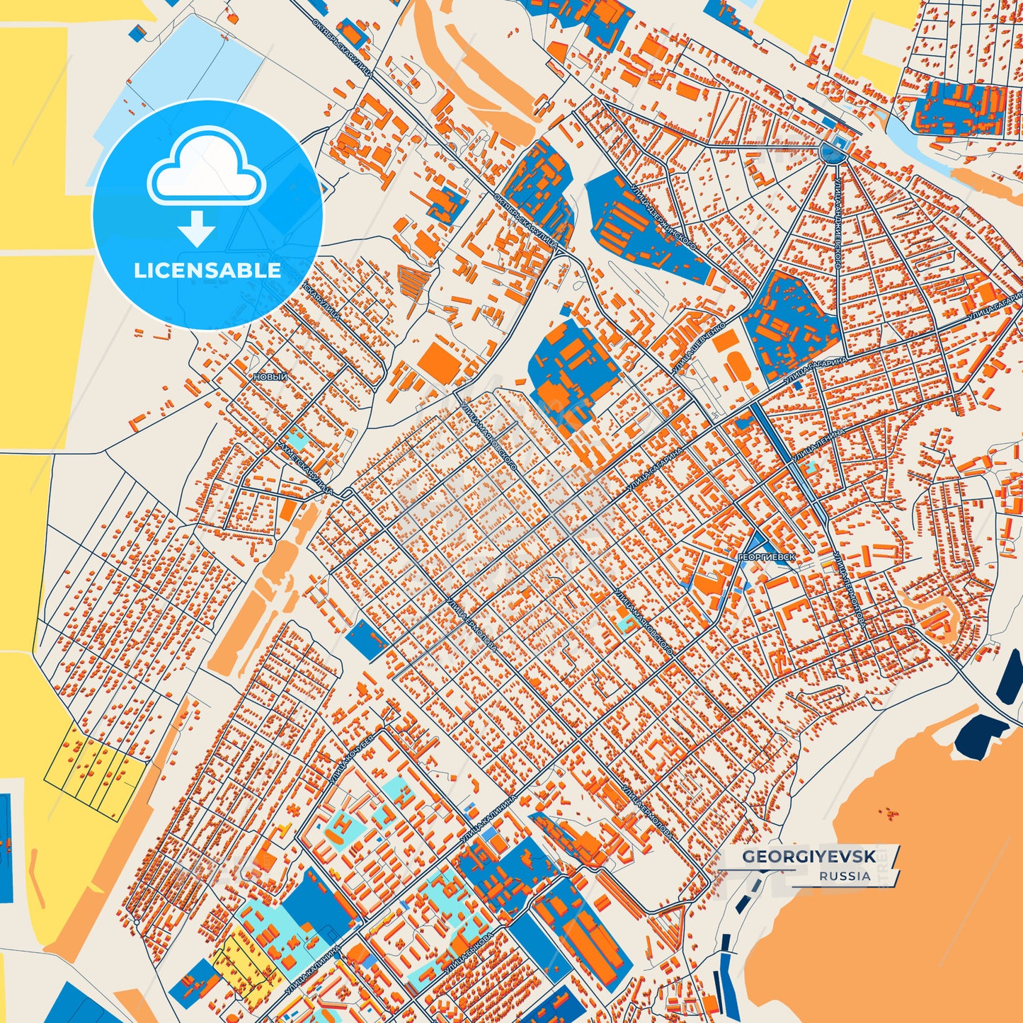 Canvas Print Template of Georgiyevsk Street Map