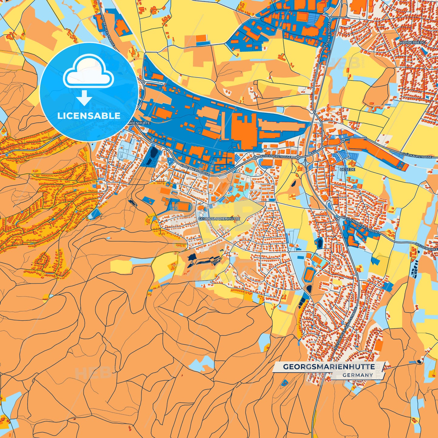 Canvas Print Template of Georgsmarienhutte Street Map