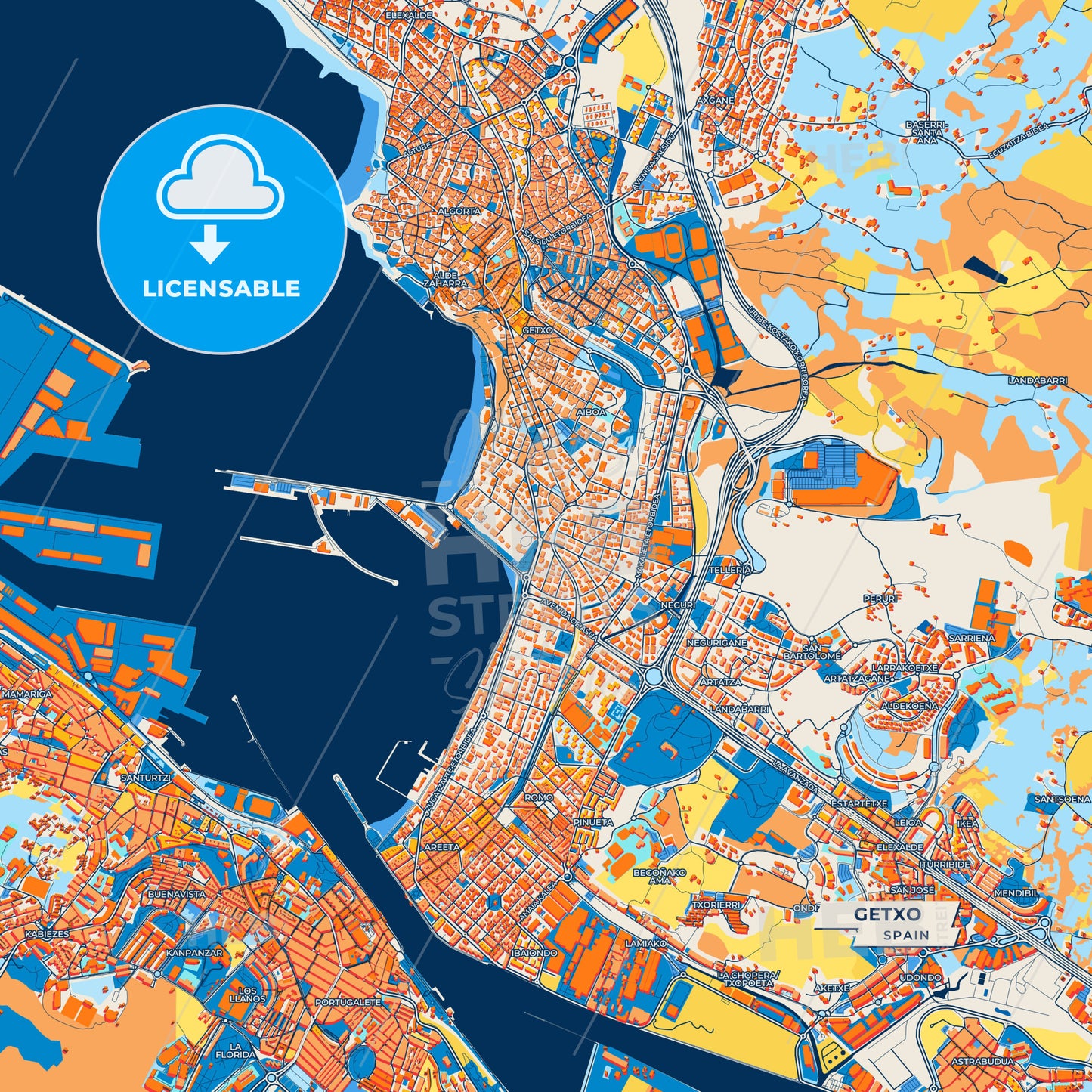 Canvas Print Template of Getxo Street Map