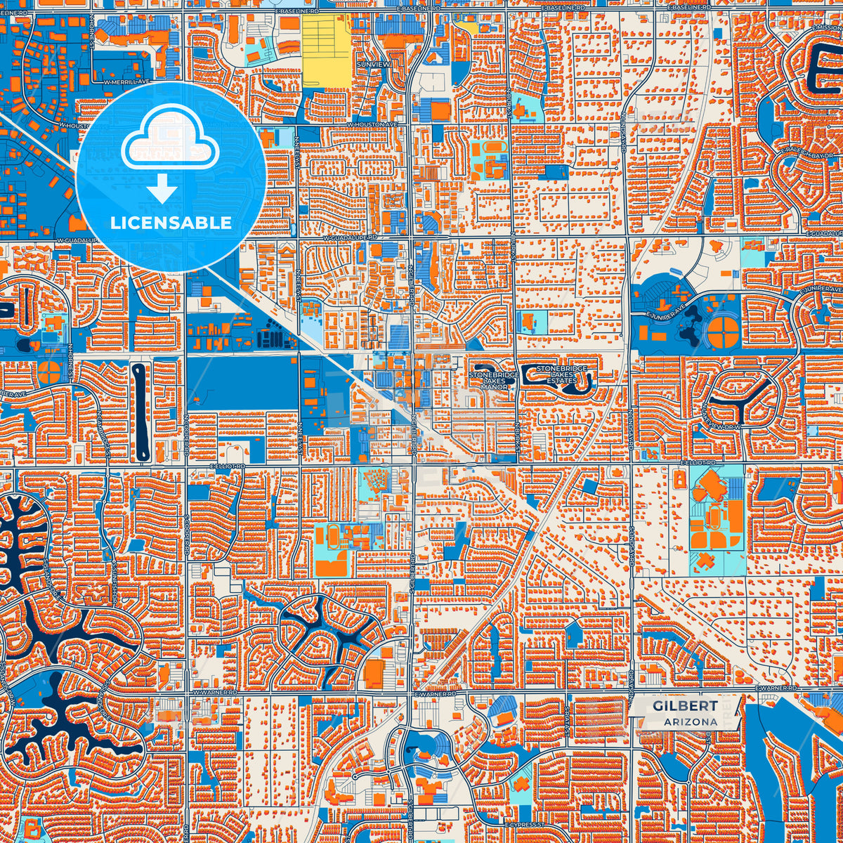 Canvas Print Template of Gilbert Street Map