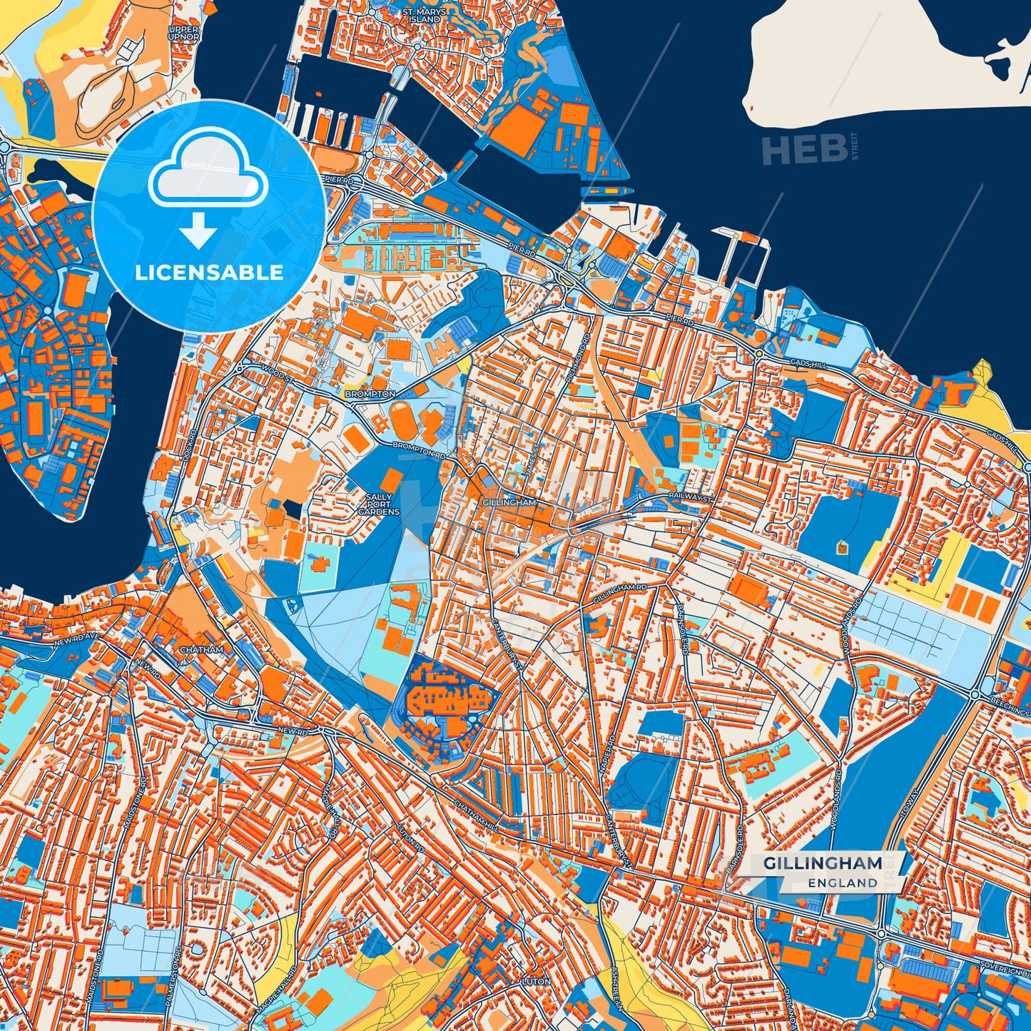 Canvas Print Template of Gillingham Street Map