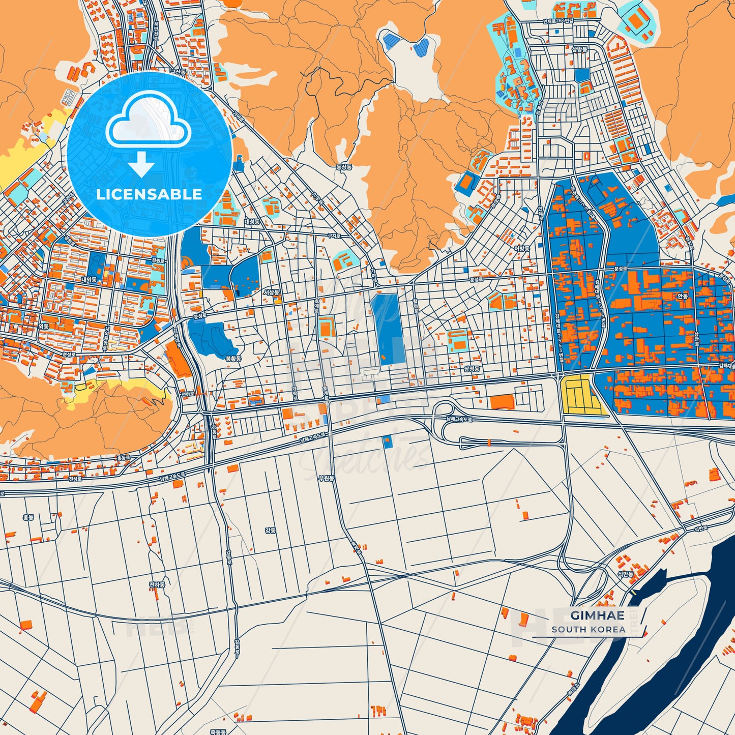 Canvas Print Template of Gimhae Street Map