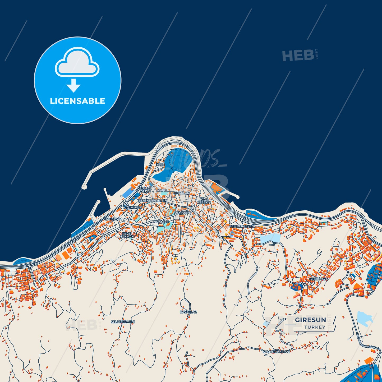 Canvas Print Template of Giresun Street Map