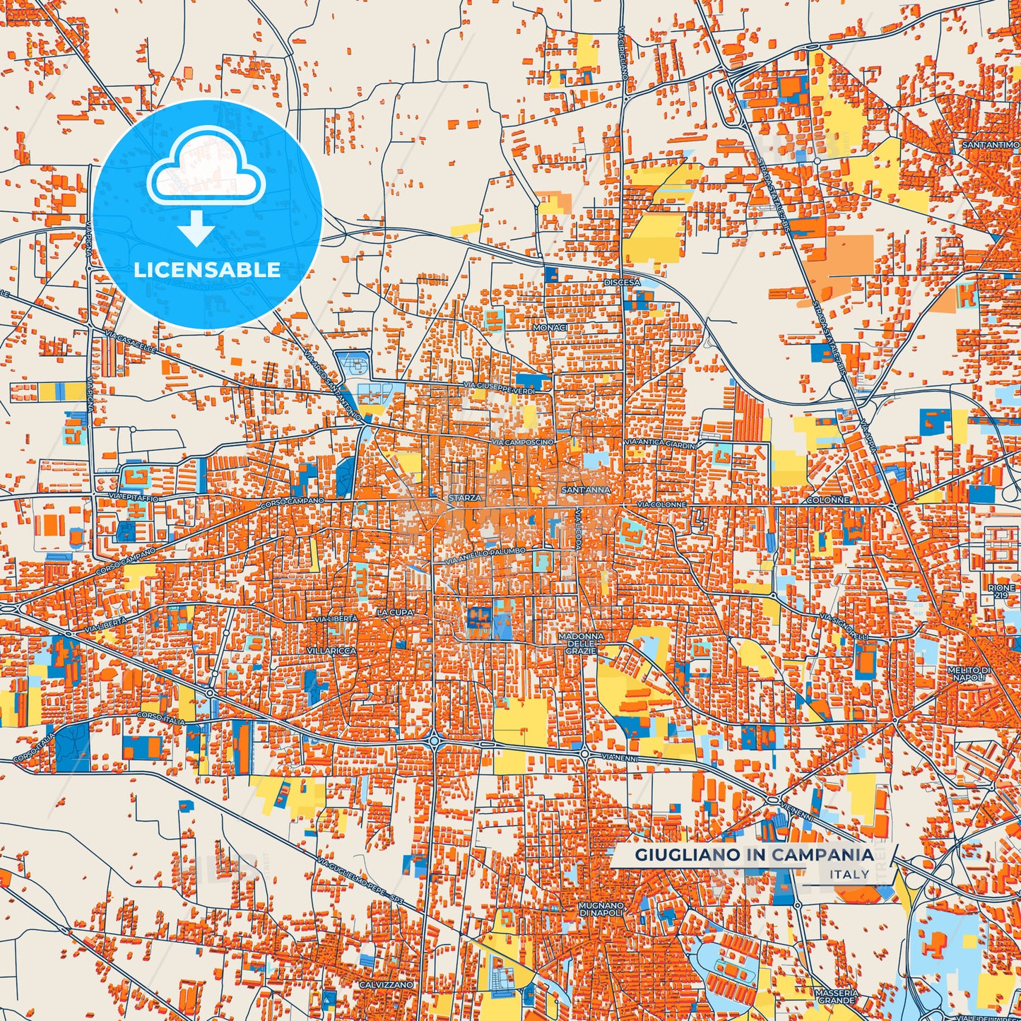 Canvas Print Template of Giugliano in Campania Street Map