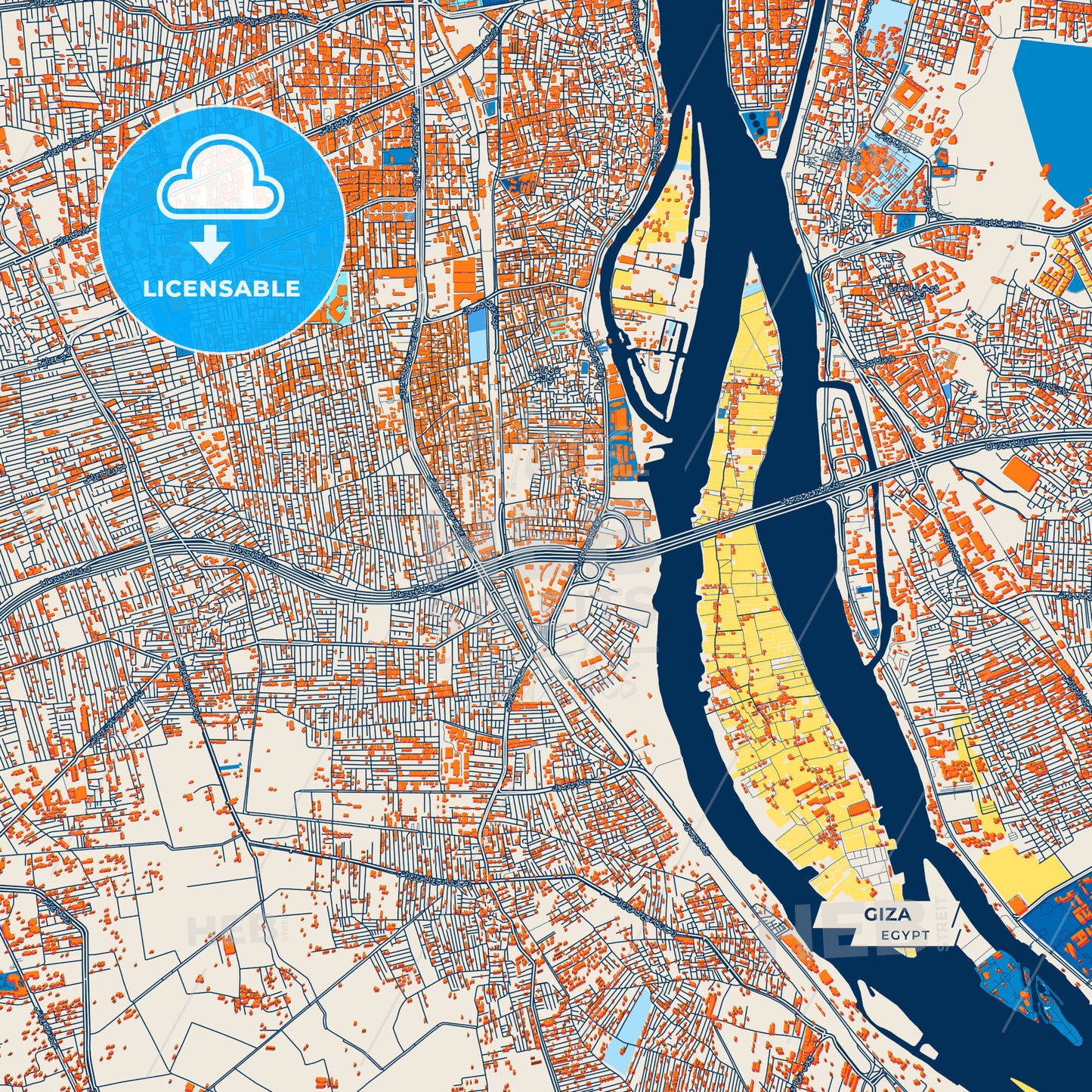Canvas Print Template of Giza Street Map