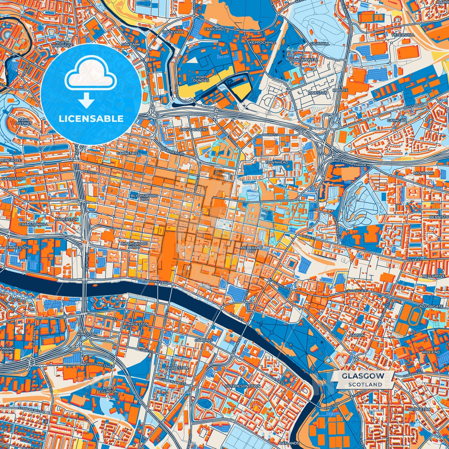 Canvas Print Template of Glasgow Street Map