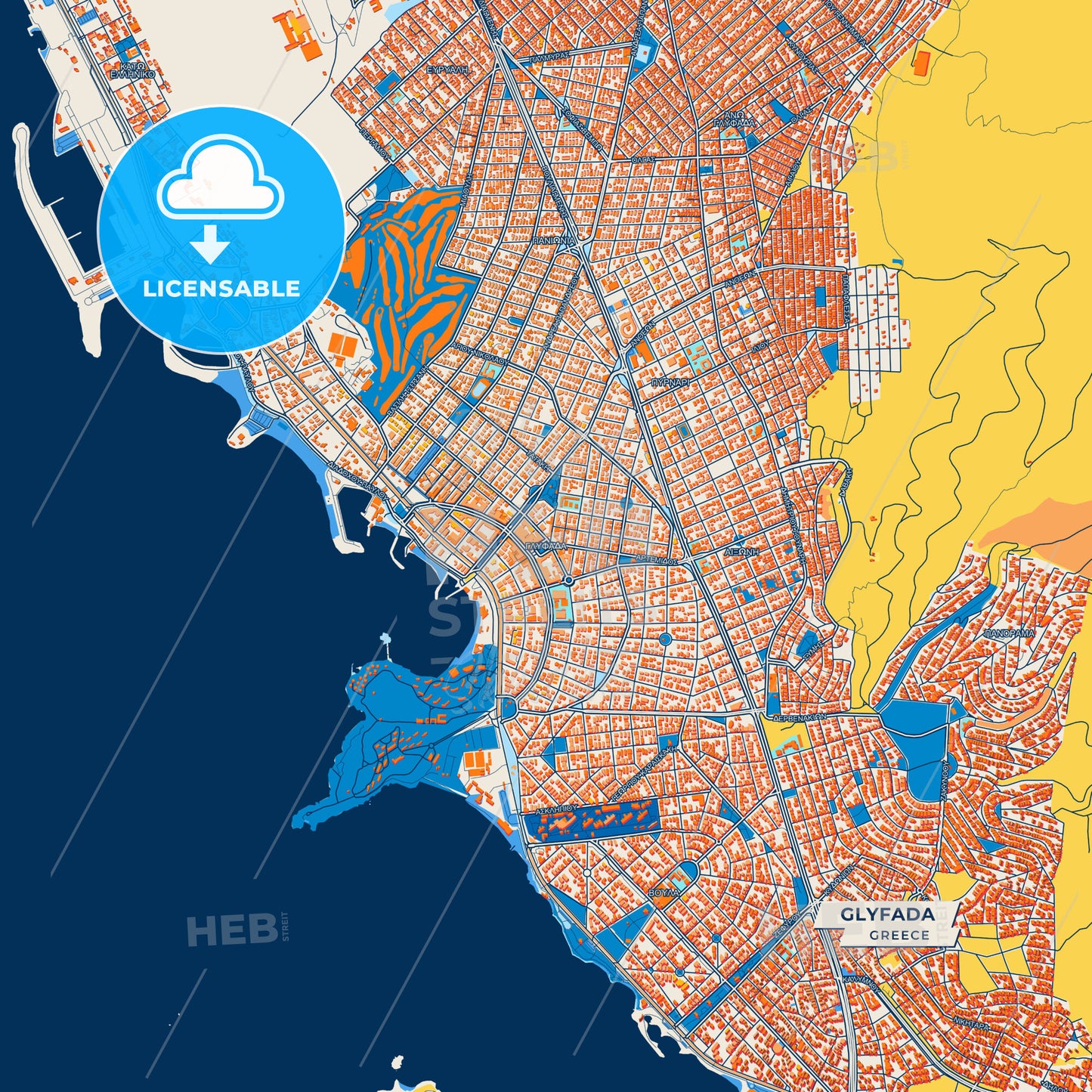 Canvas Print Template of Glyfada Street Map