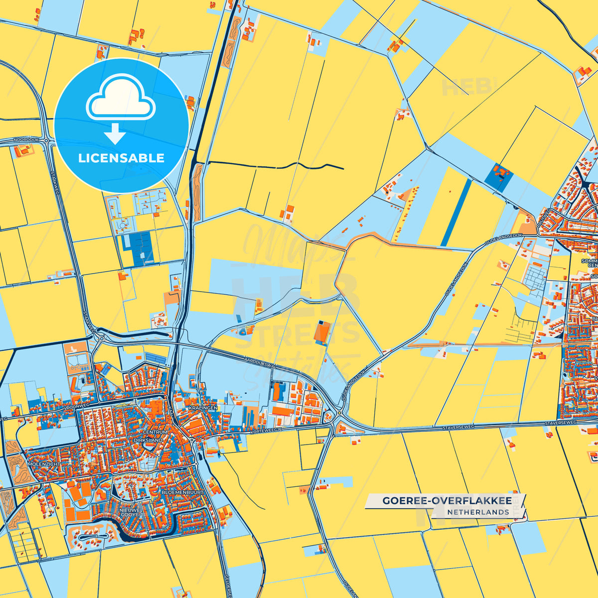 Canvas Print Template of Goeree-Overflakkee Street Map