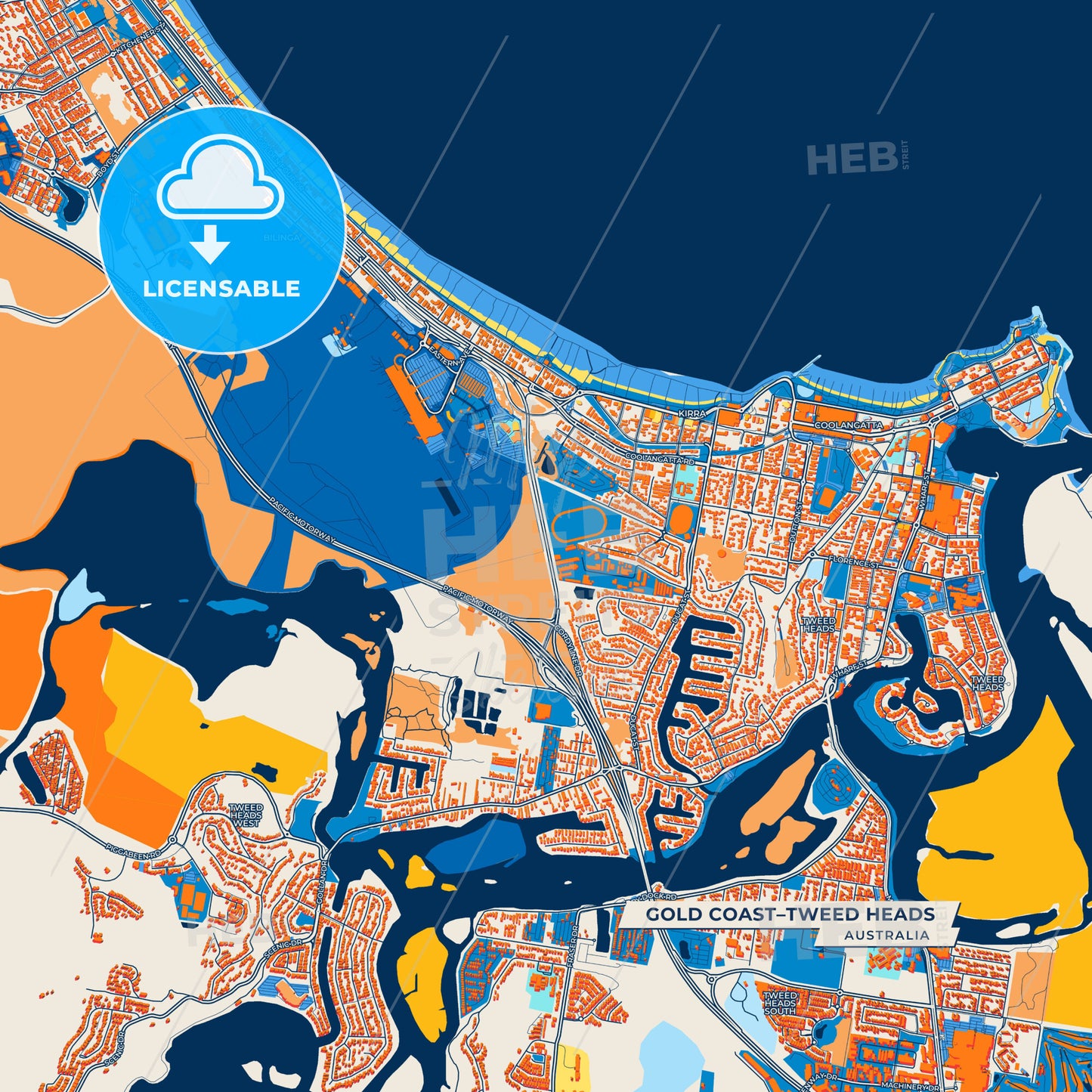 Canvas Print Template of Gold Coast–Tweed Heads Street Map