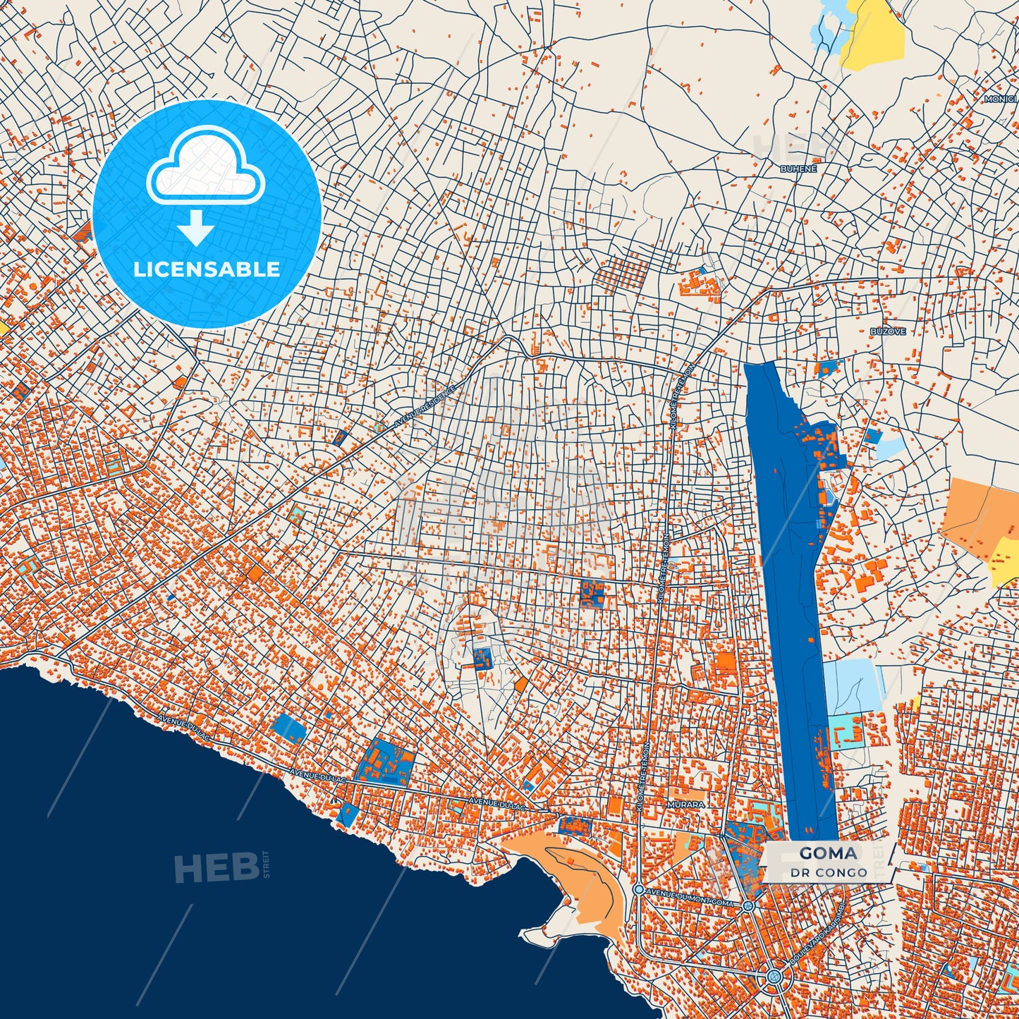 Canvas Print Template of Goma Street Map