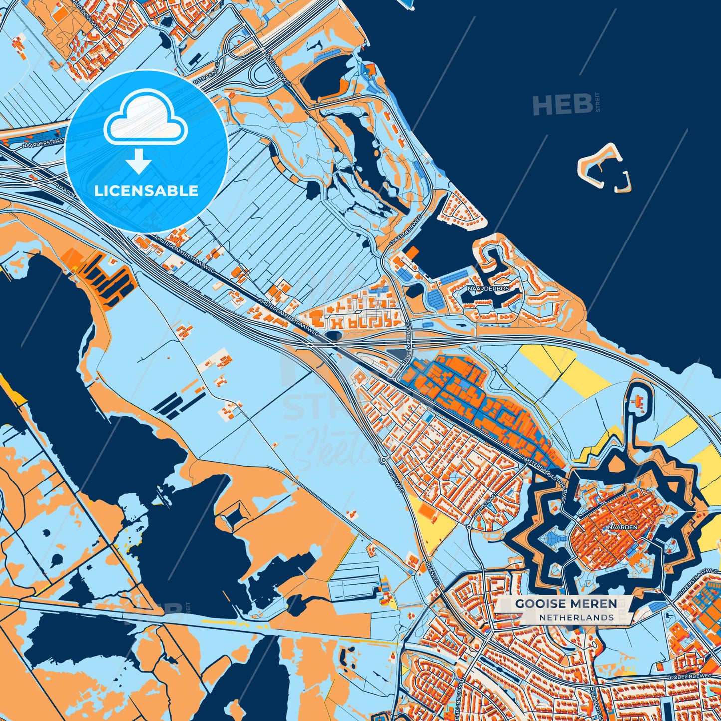 Canvas Print Template of Gooise Meren Street Map