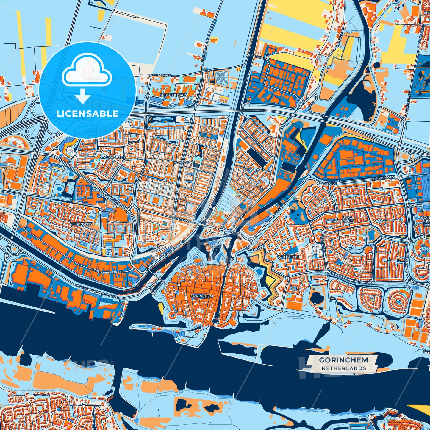 Canvas Print Template of Gorinchem Street Map