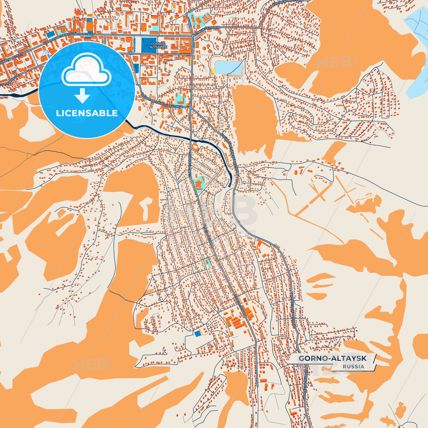 Canvas Print Template of Gorno-Altaysk Street Map