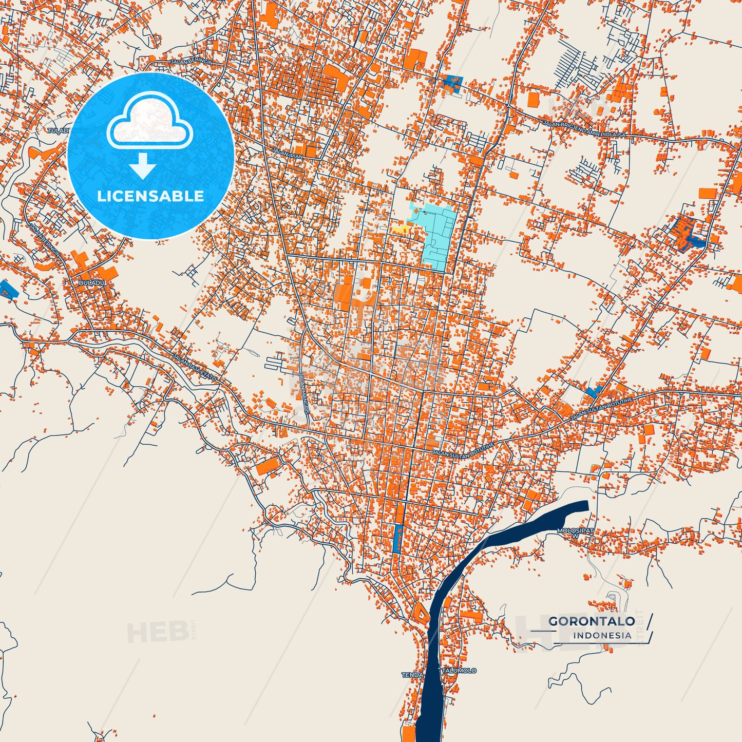 Canvas Print Template of Gorontalo Street Map
