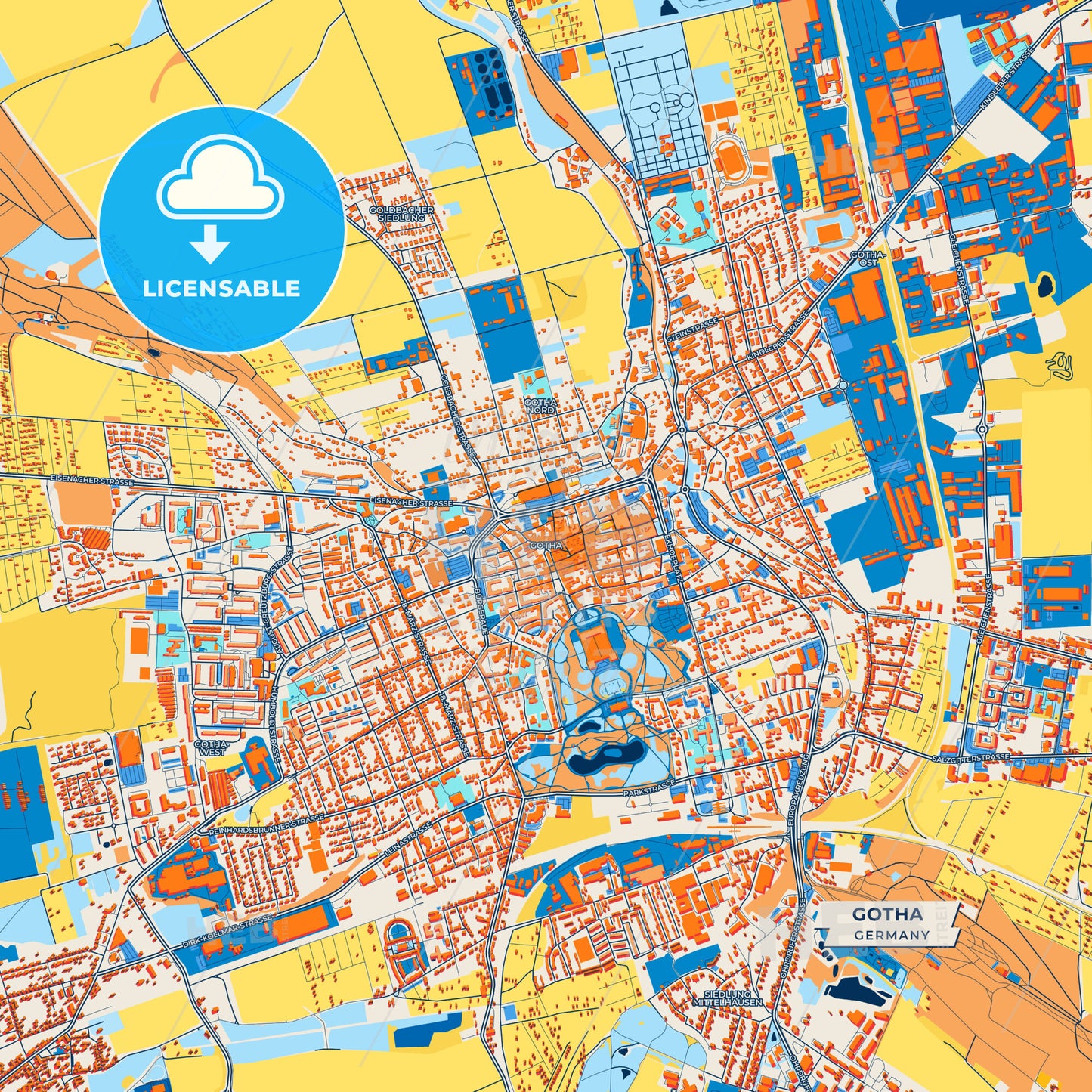 Canvas Print Template of Gotha Street Map