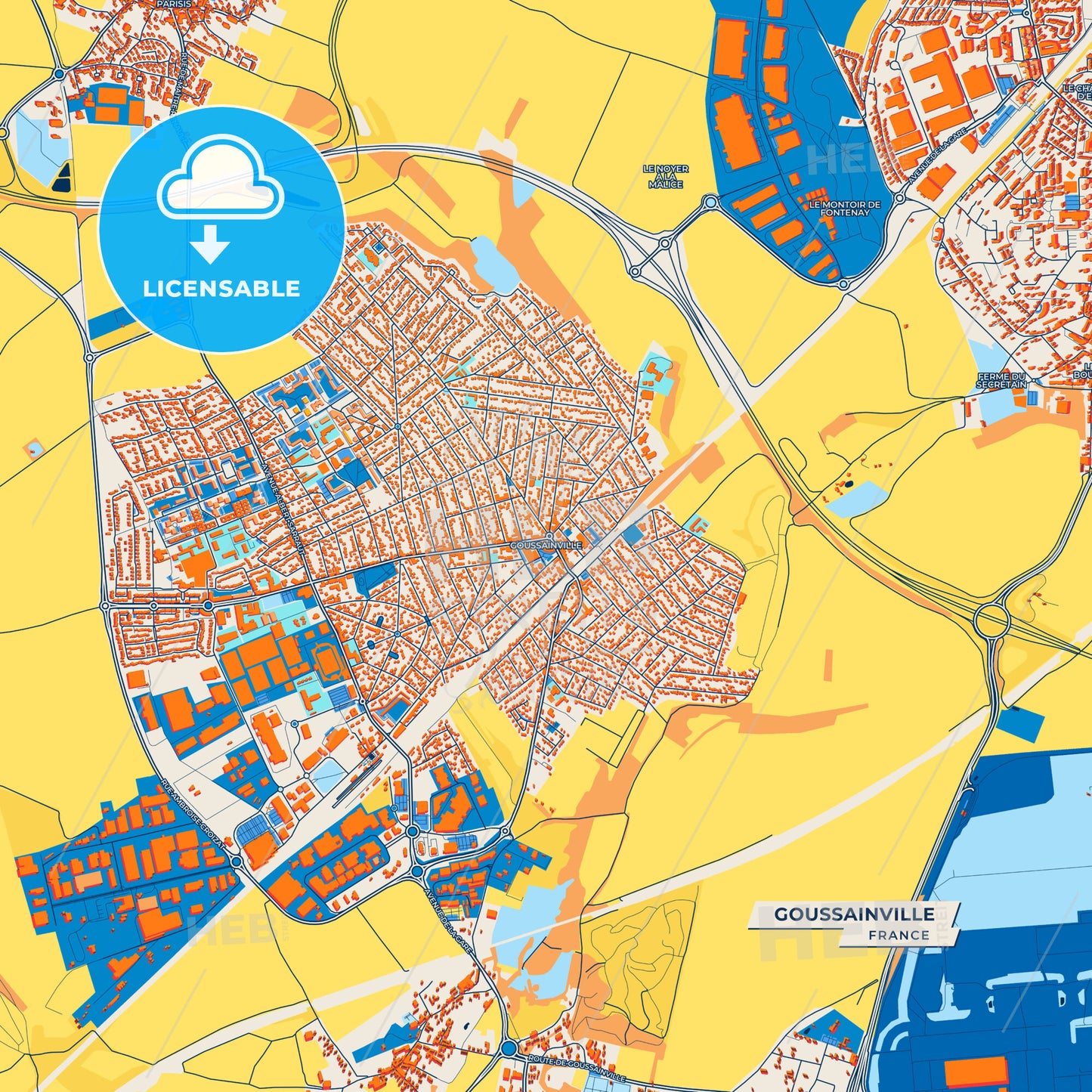 Canvas Print Template of Goussainville Street Map