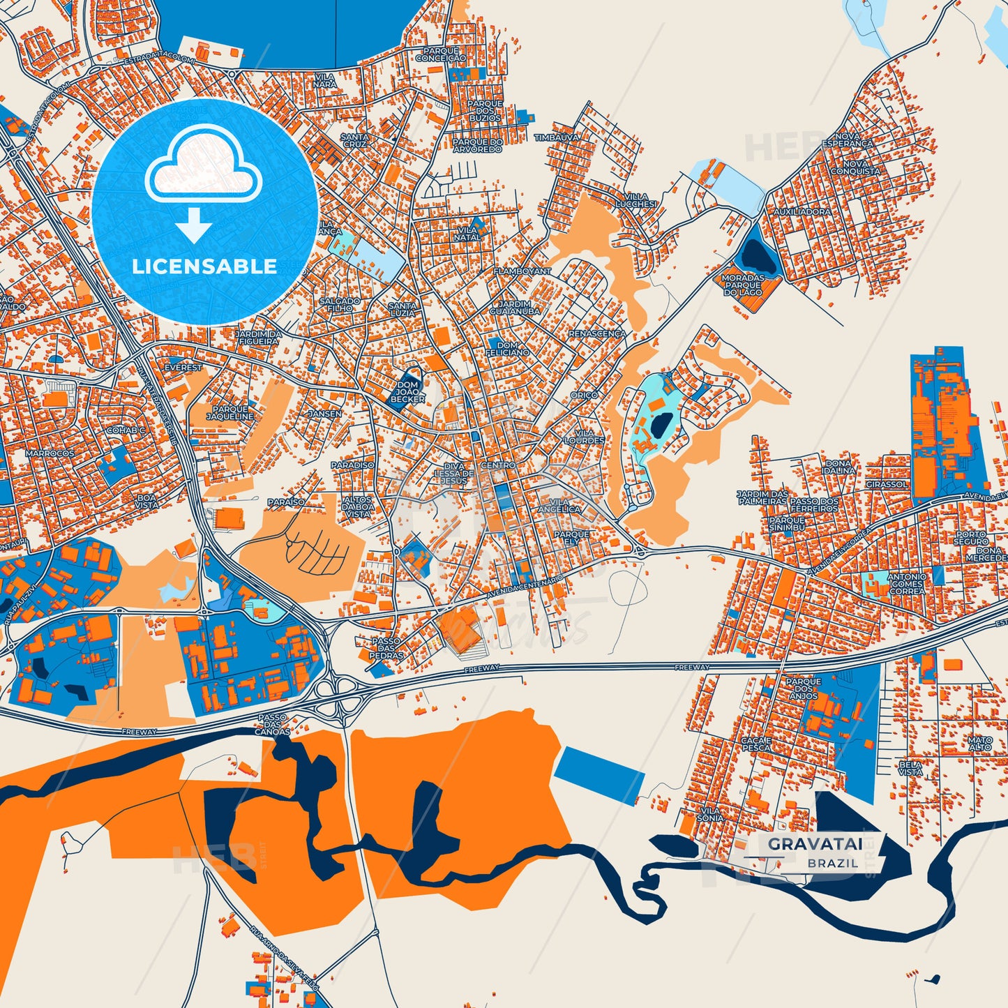 Canvas Print Template of Gravatai Street Map