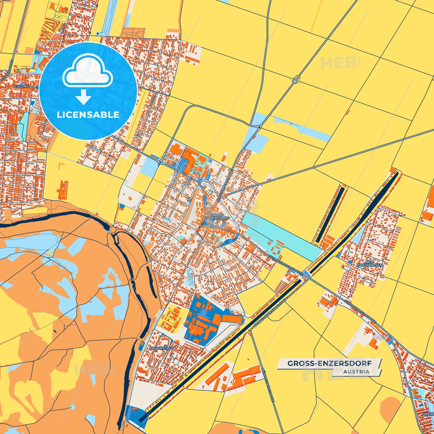 Canvas Print Template of Groß-Enzersdorf Street Map