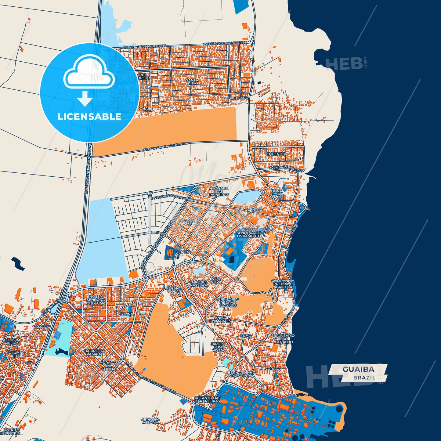 Canvas Print Template of Guaiba Street Map