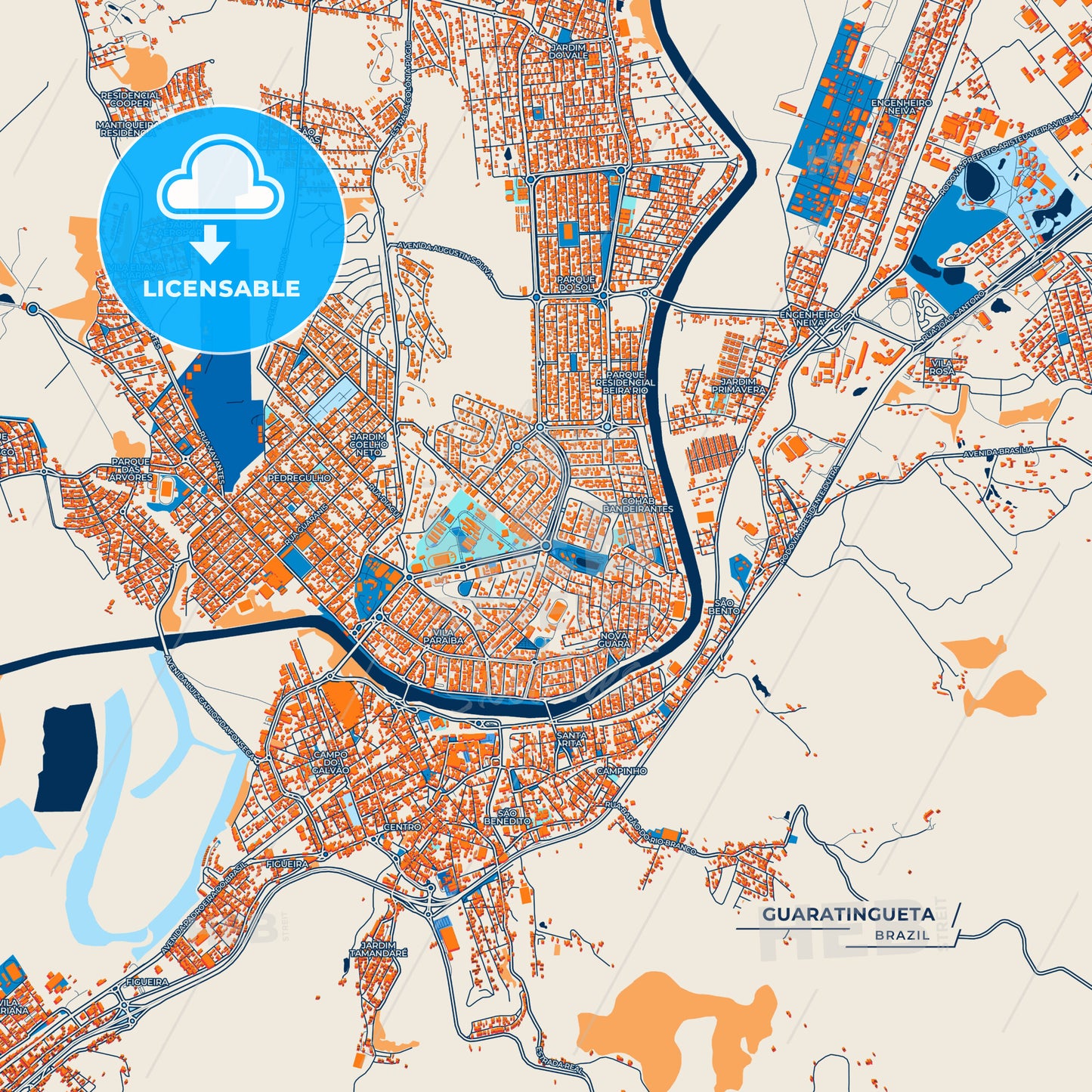 Canvas Print Template of Guaratingueta Street Map