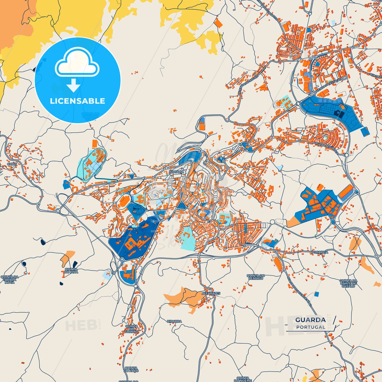 Canvas Print Template of Guarda Street Map