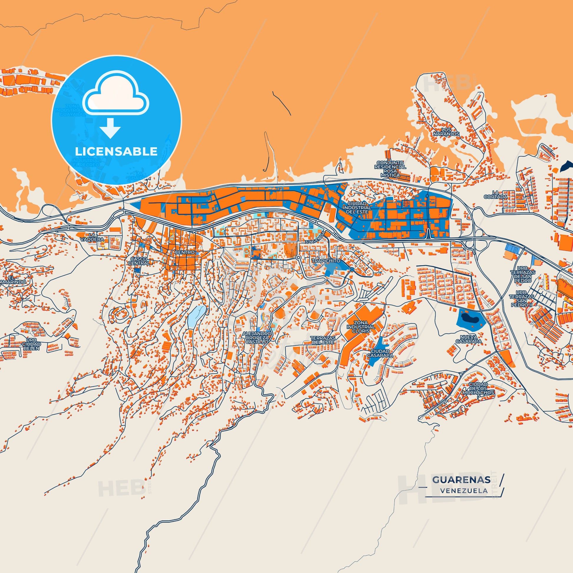 Canvas Print Template of Guarenas Street Map