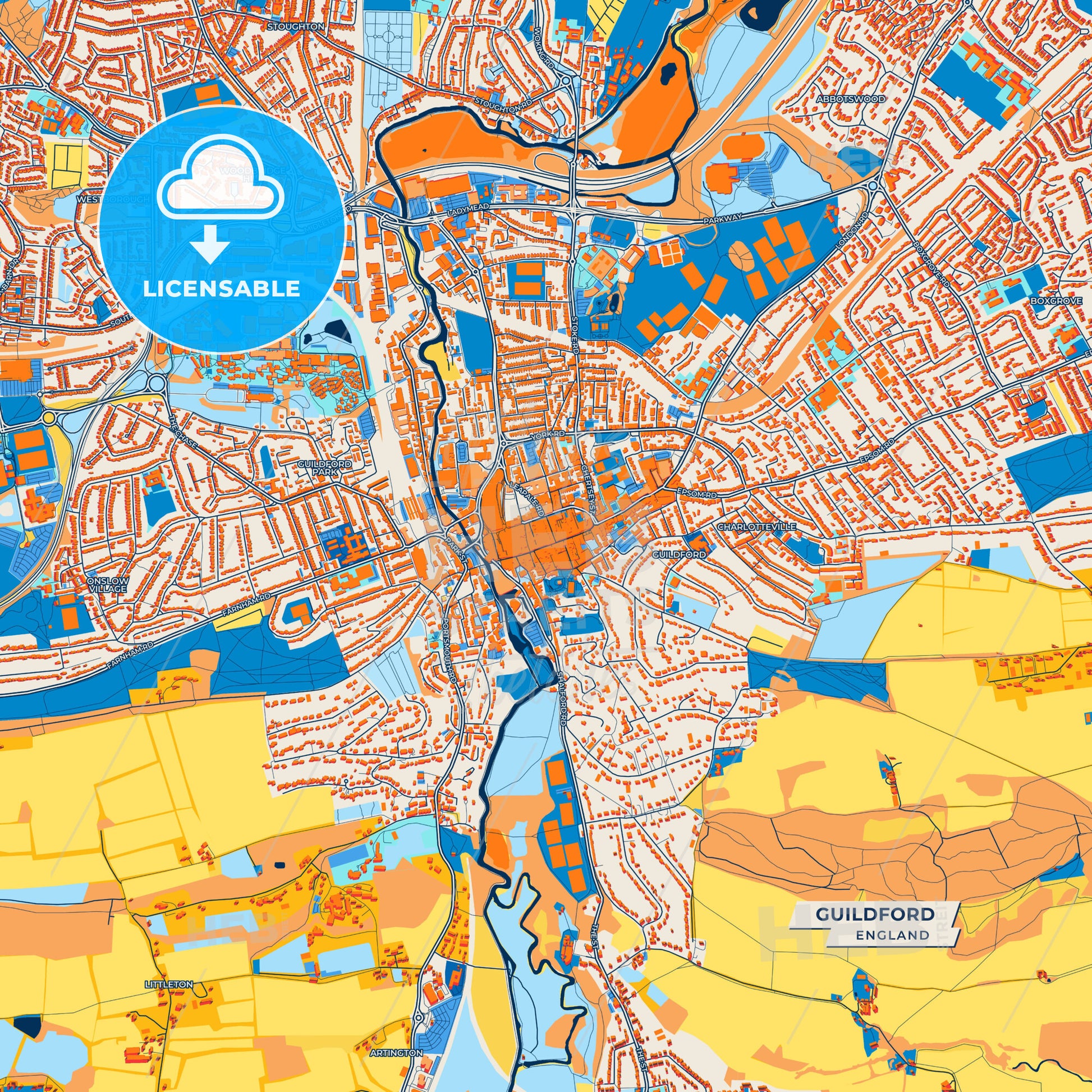 Canvas Print Template of Guildford Street Map