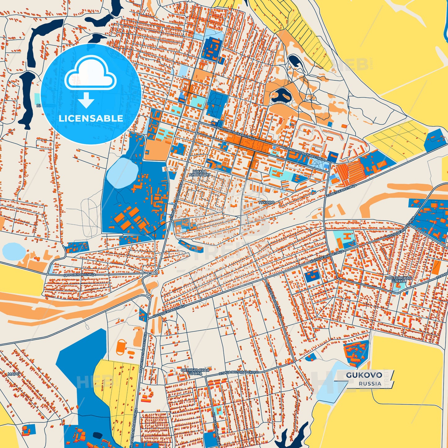 Canvas Print Template of Gukovo Street Map