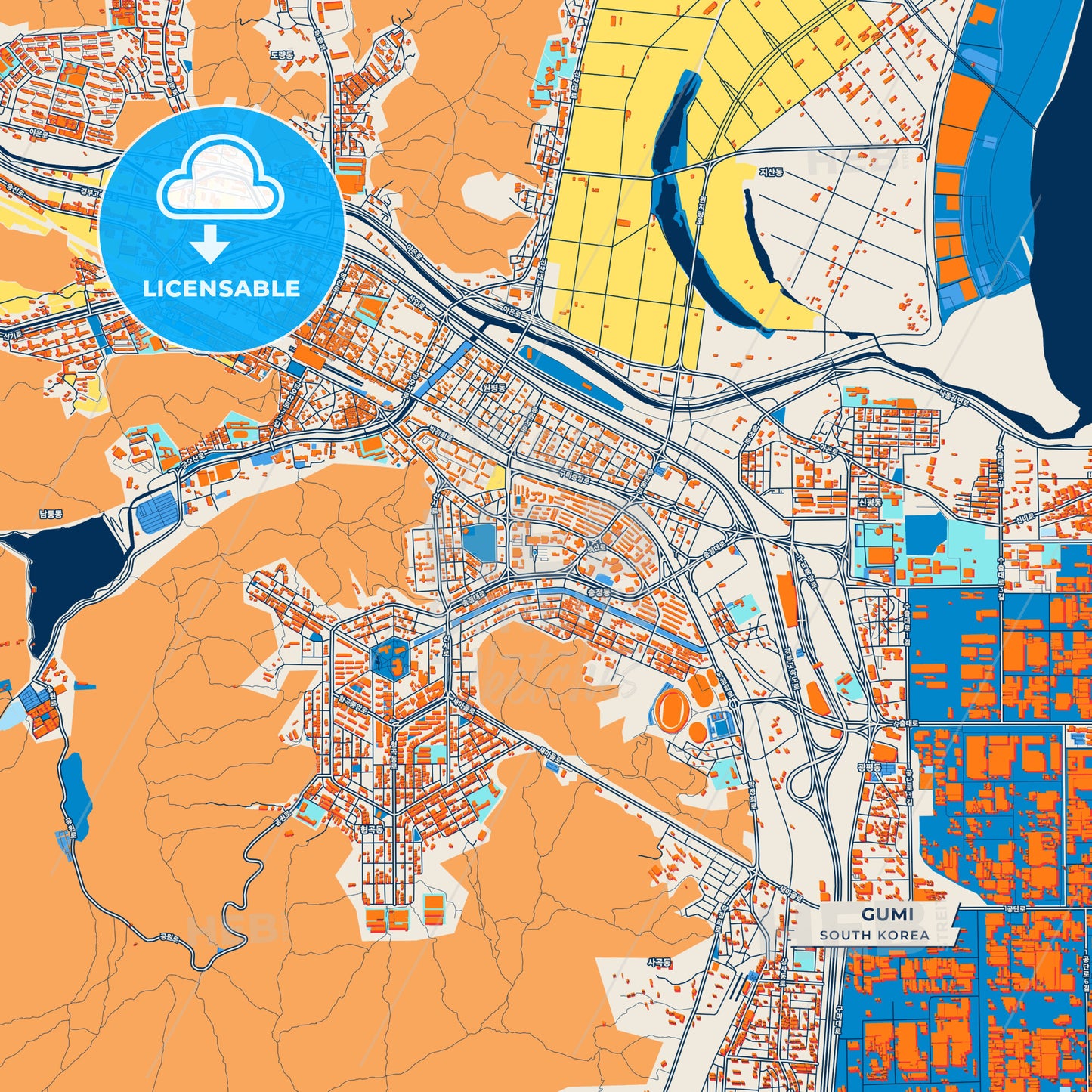 Canvas Print Template of Gumi Street Map