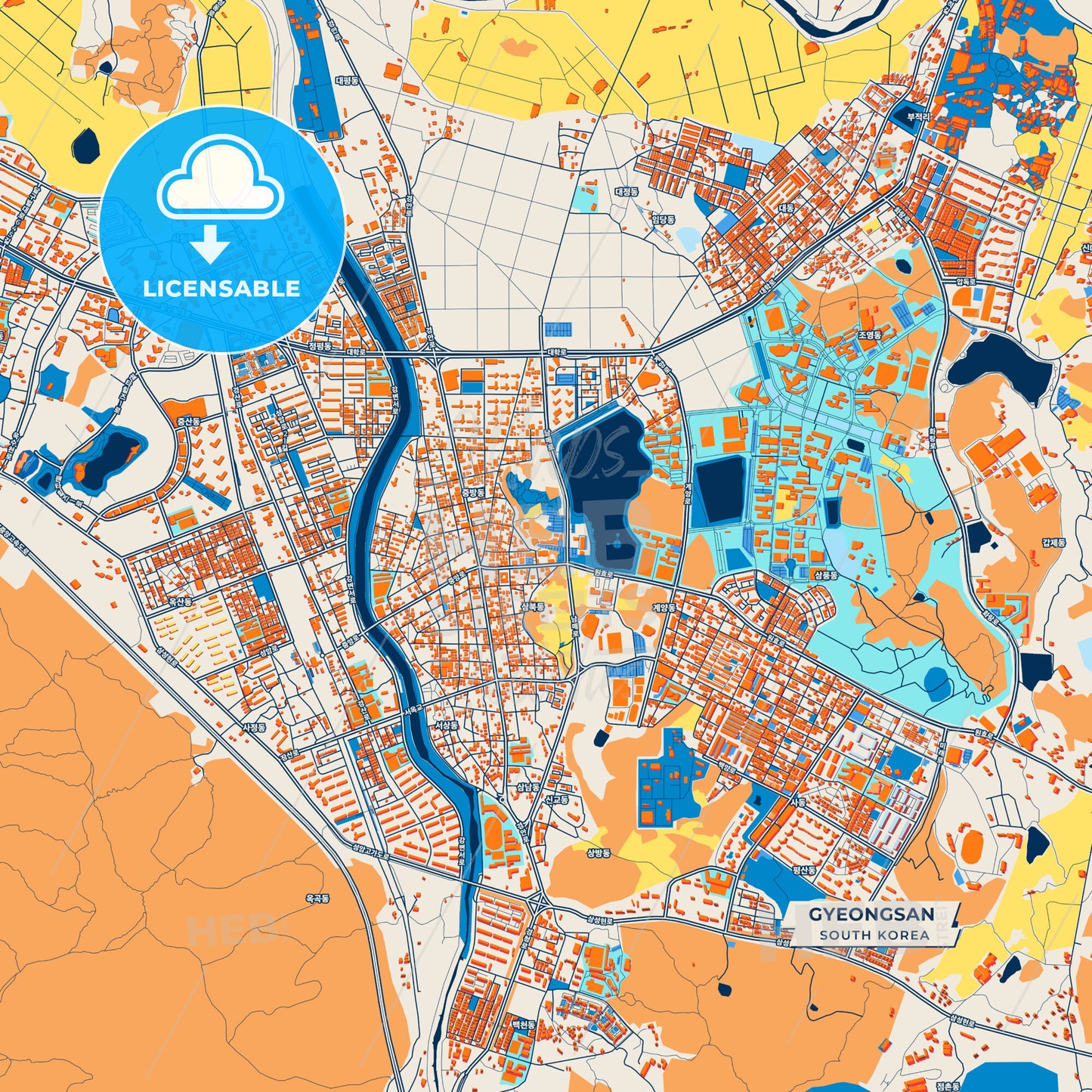 Canvas Print Template of Gyeongsan Street Map