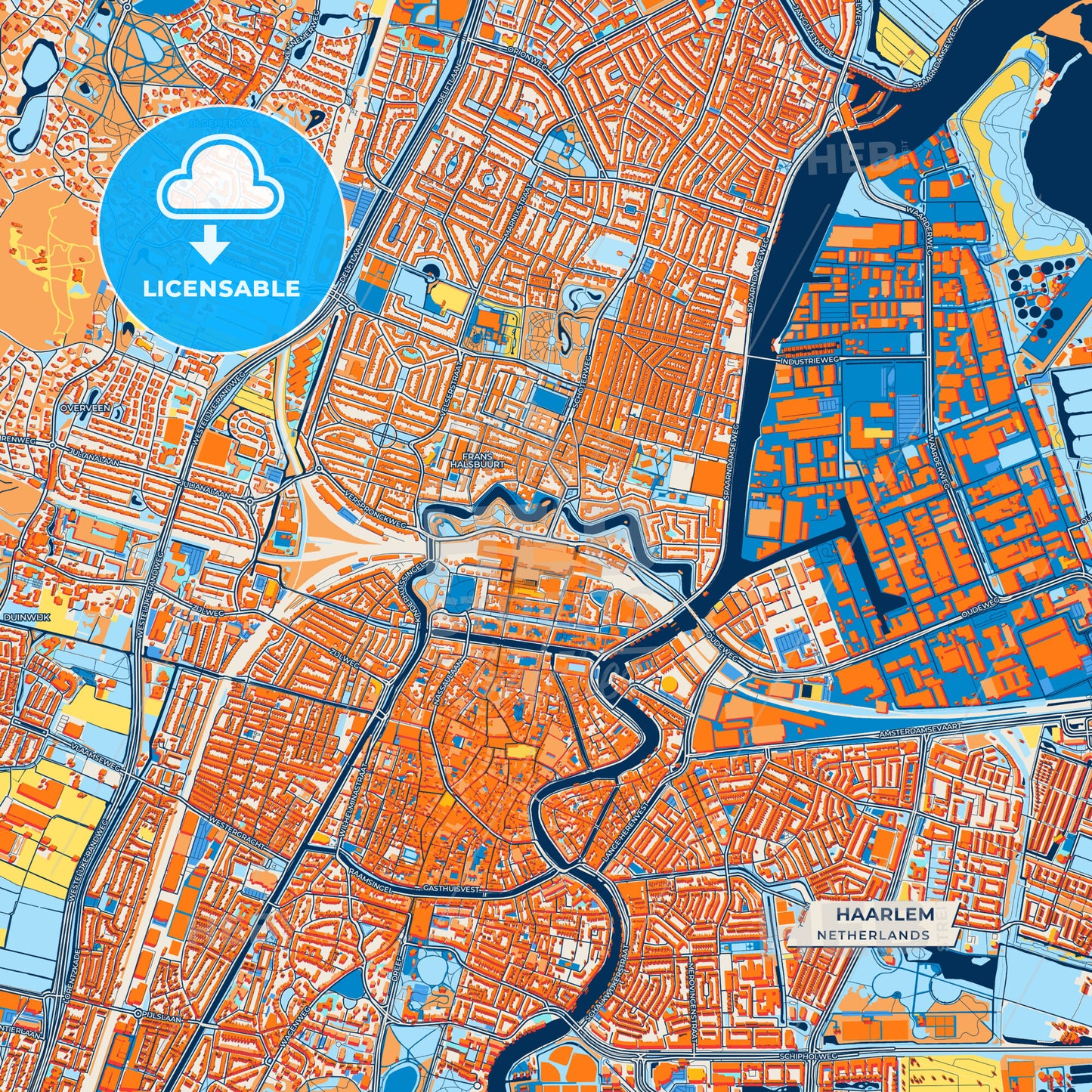 Canvas Print Template of Haarlem Street Map